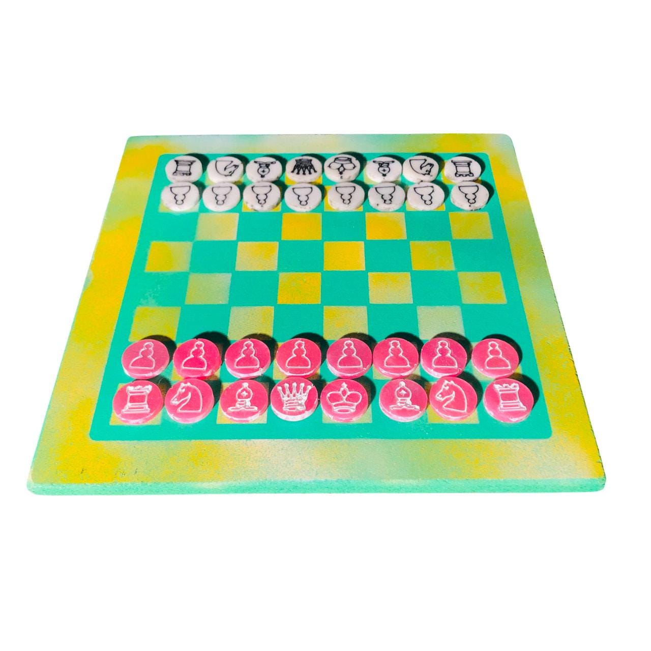 Chess Set - Yellow Green & Pink Mix