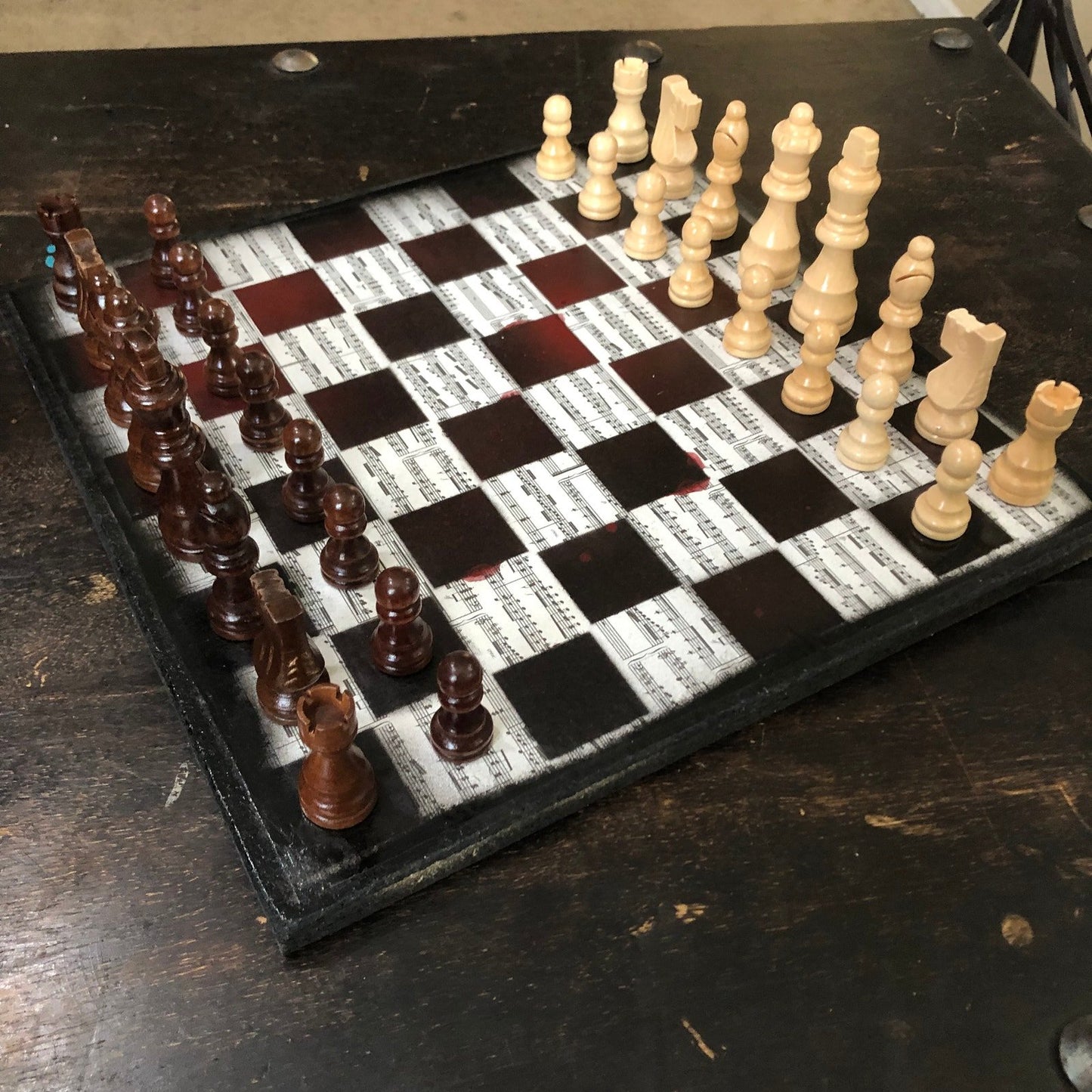 Scrapbook Chess Set - Red Tint Music Notes