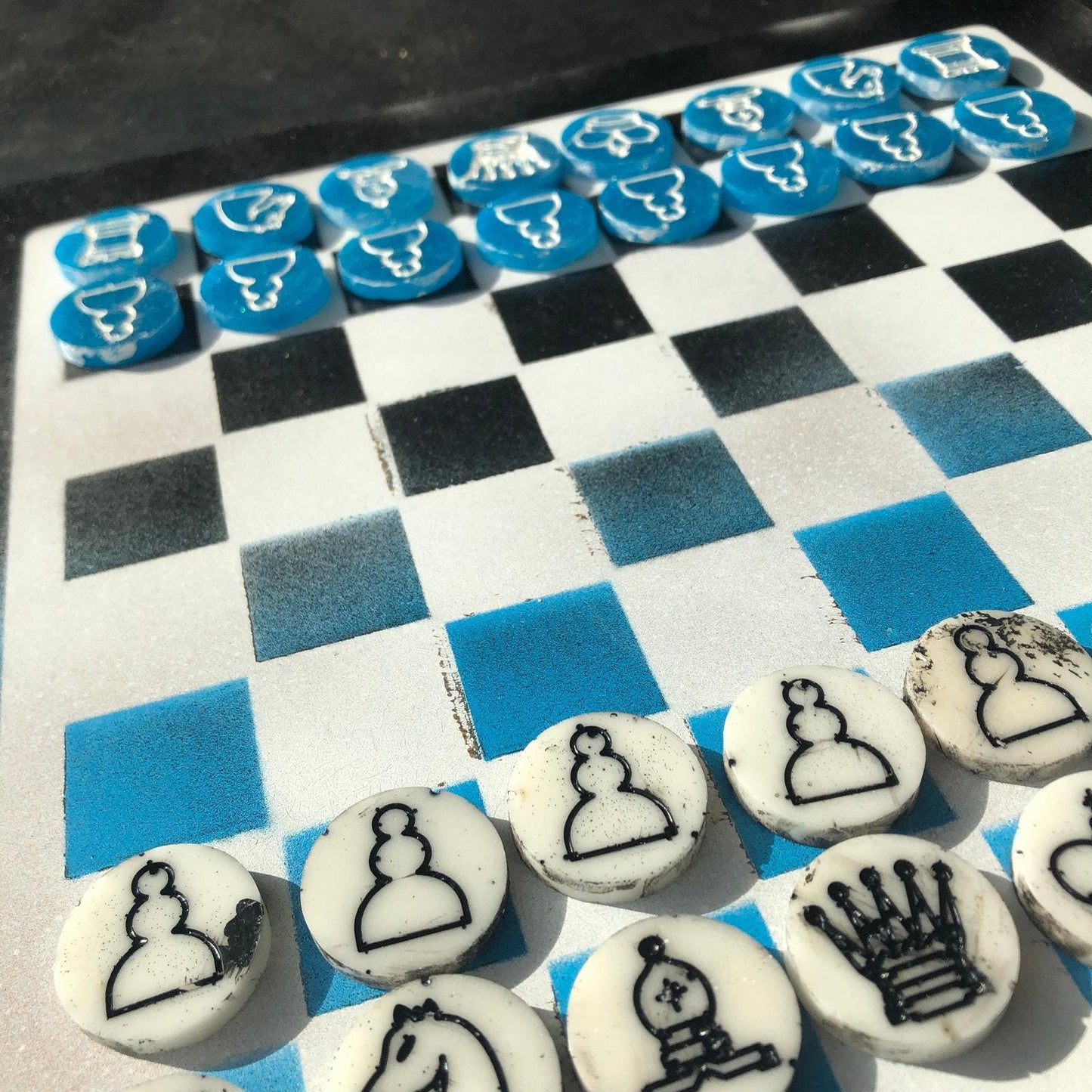 Chess Set - Blue Ice Black