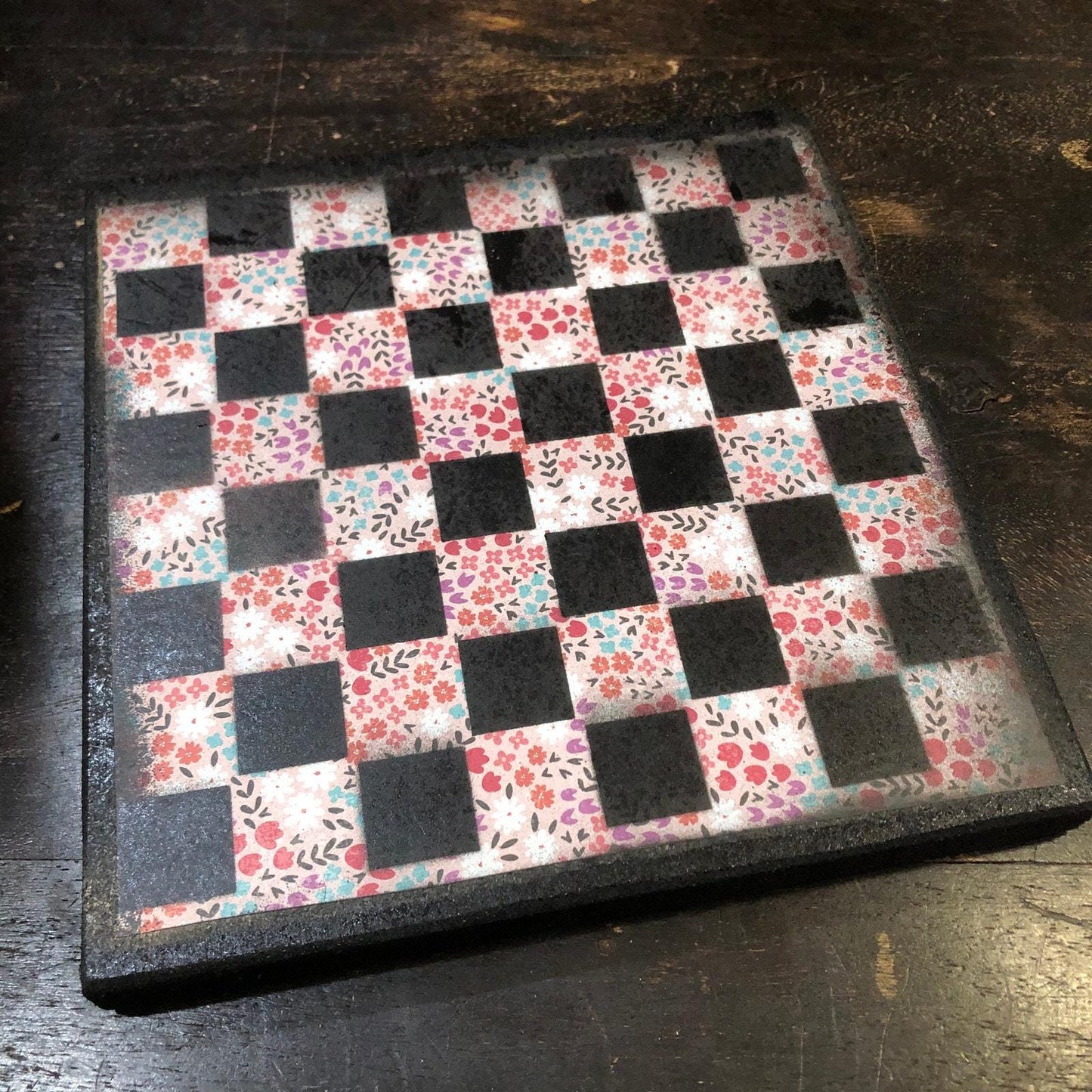 Scrapbook Chess Set - Colorful Flowers