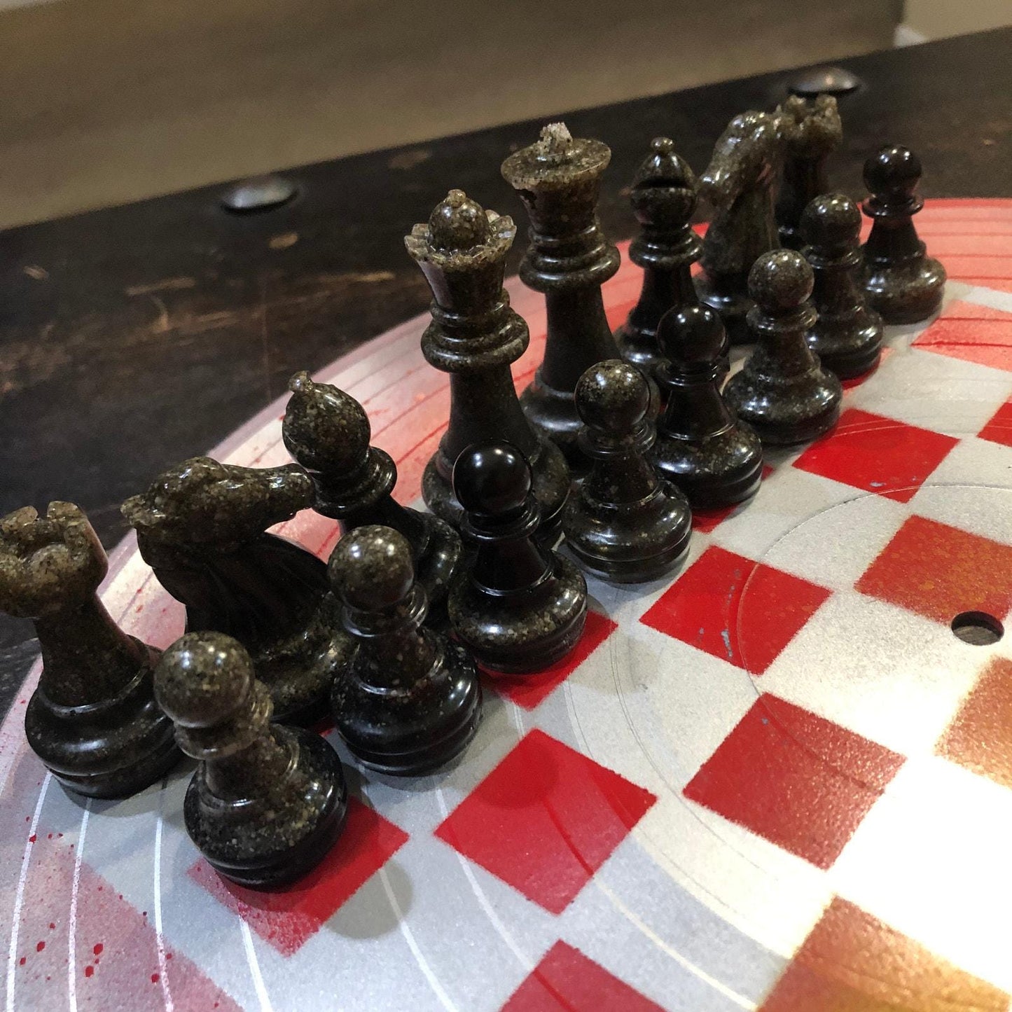 Vinyl Chess Set - Red Yellow Chrome (Resin Pieces)