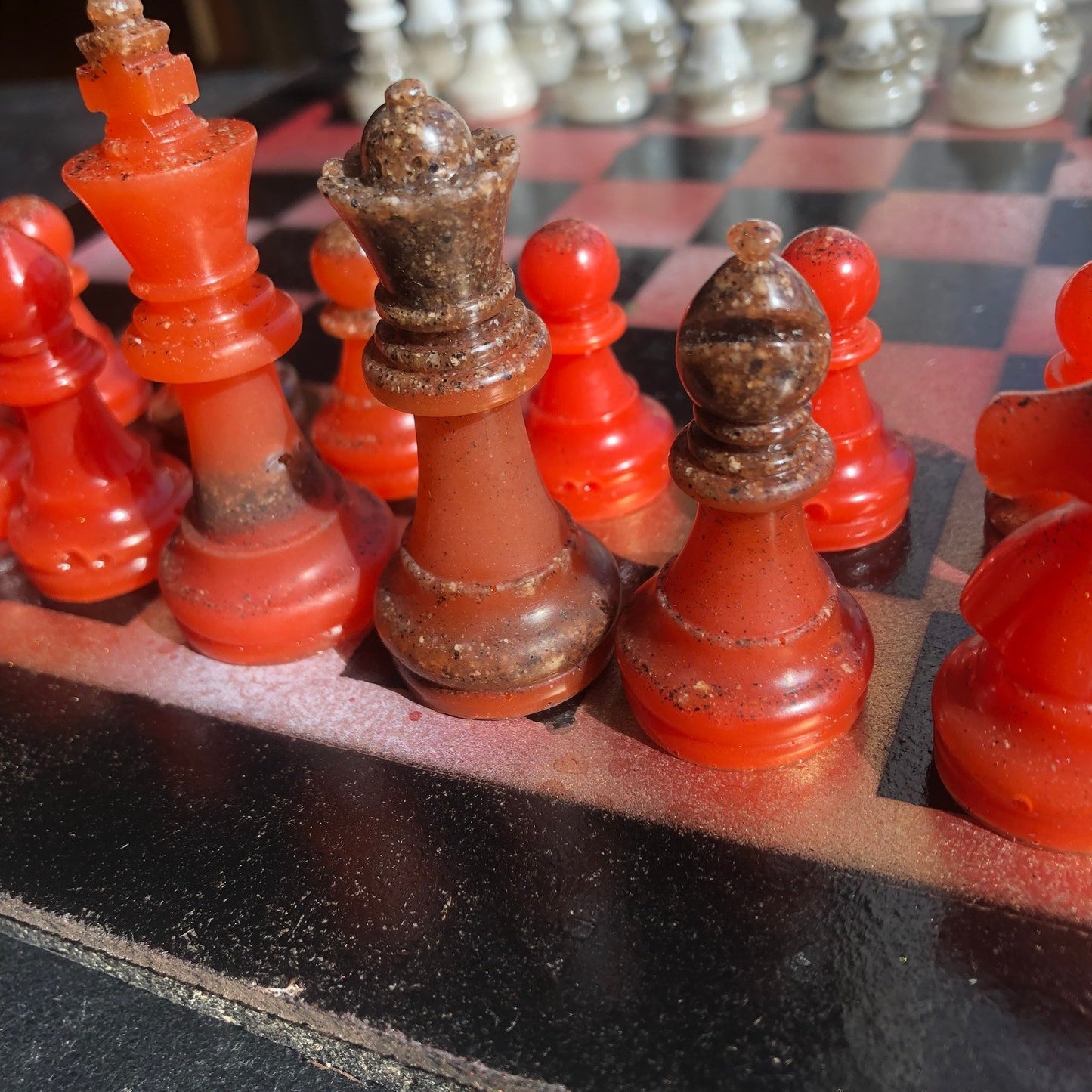 Chess Set - Opal Red Deluxe