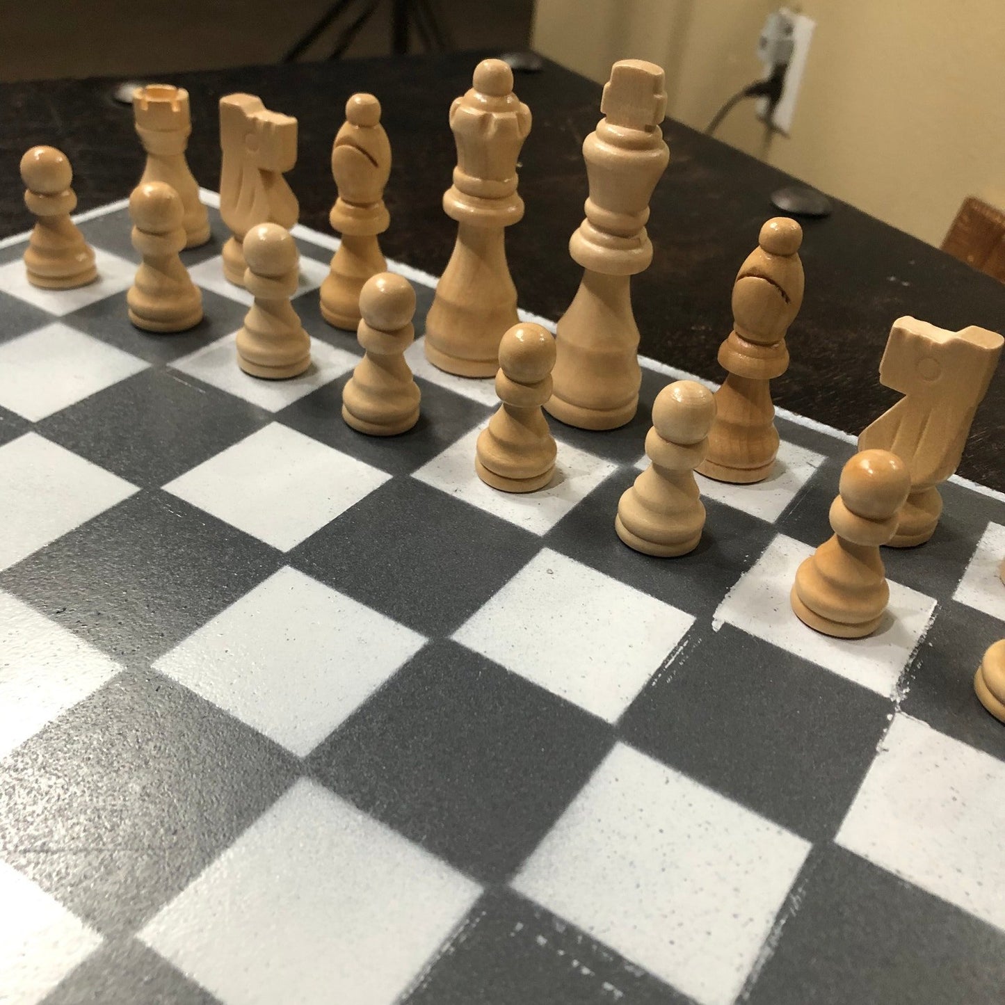 Painted Chess Set - Silver & White