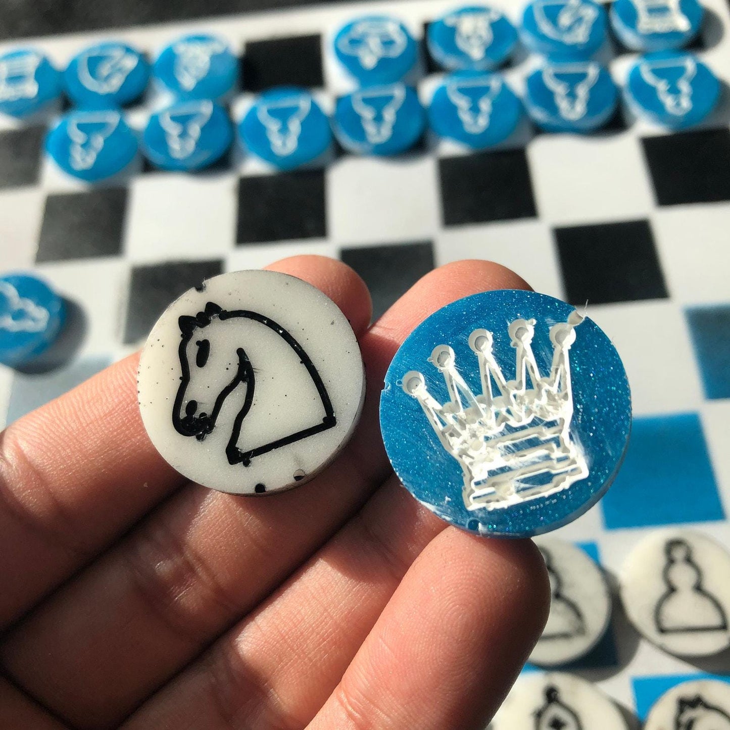 Chess Set - Blue Ice Black