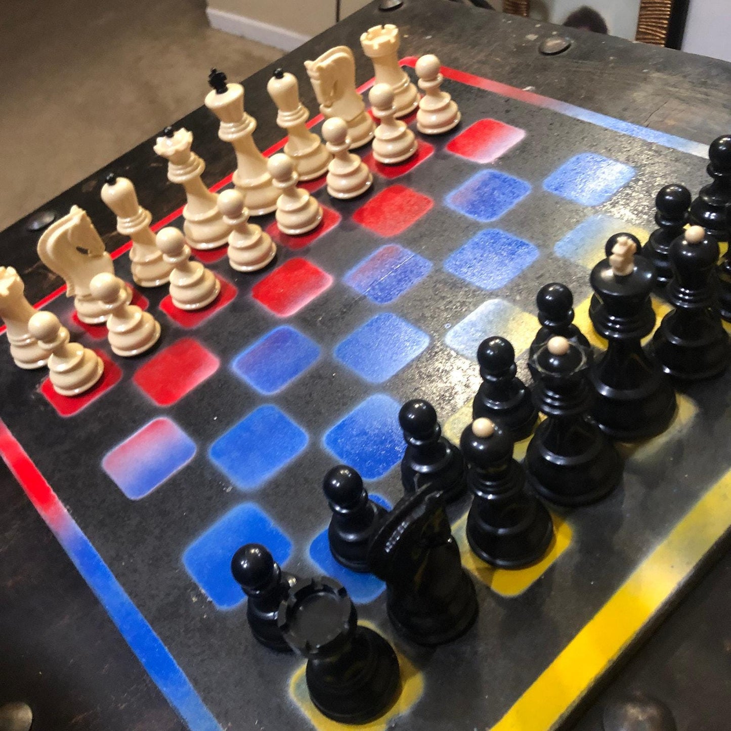 Large Chess Set - Red Blue & Yellow Mix
