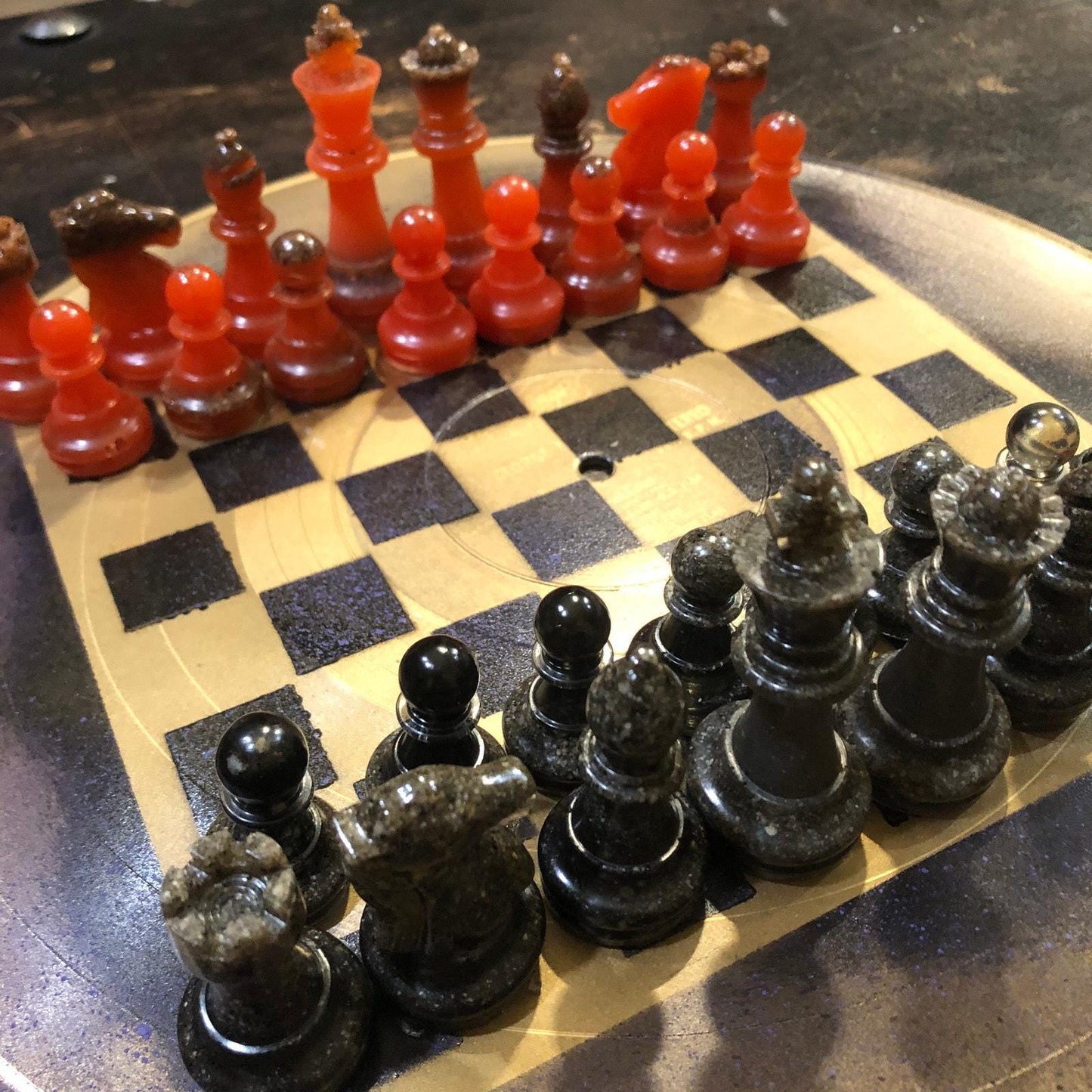 Vinyl Chess Set - Gold Fire Opal (Resin Pieces)