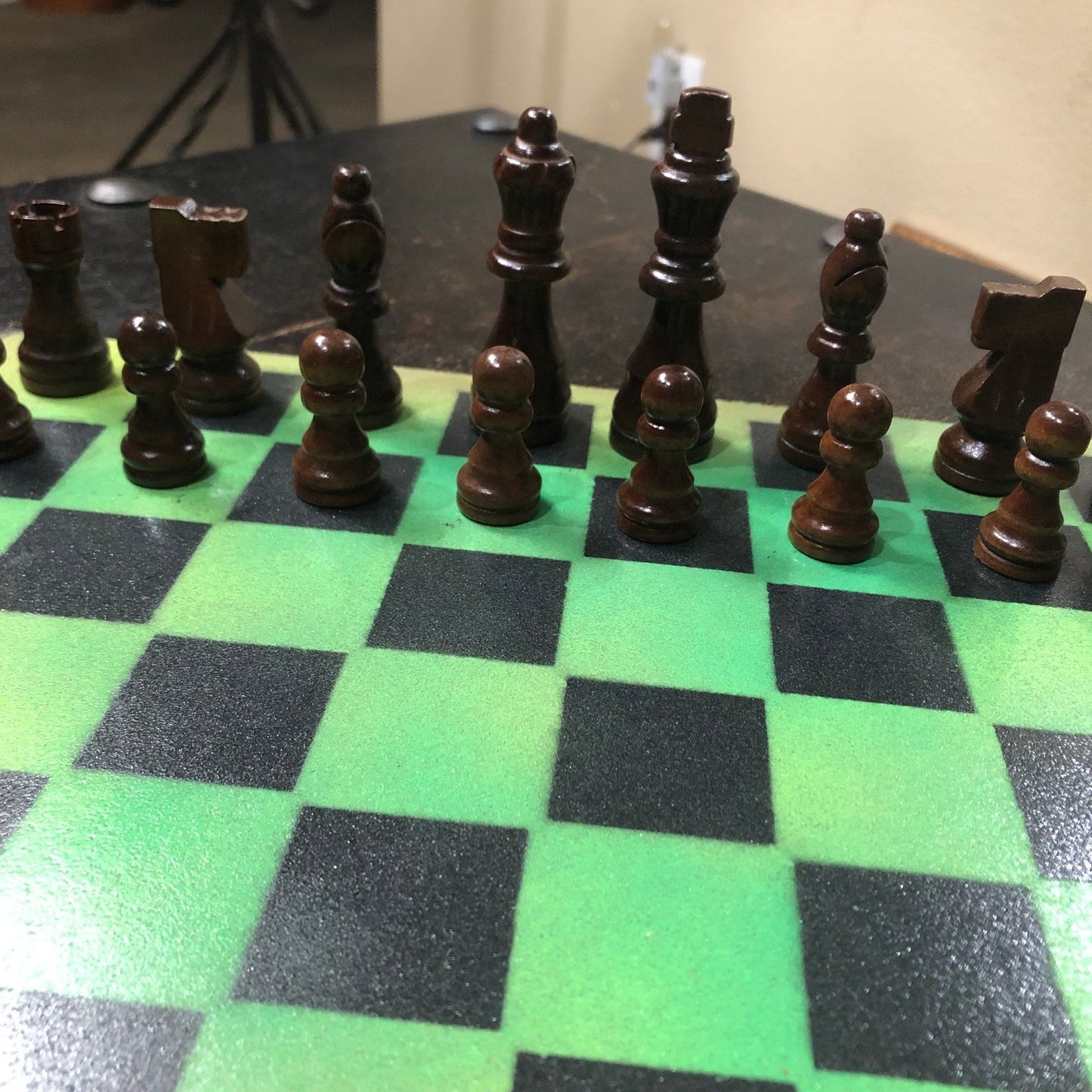 Painted Chess Set - Lemon Green
