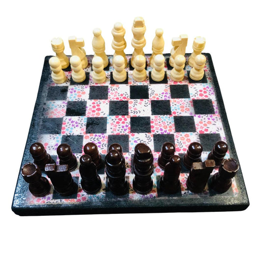Scrapbook Chess Set - Colorful Flowers