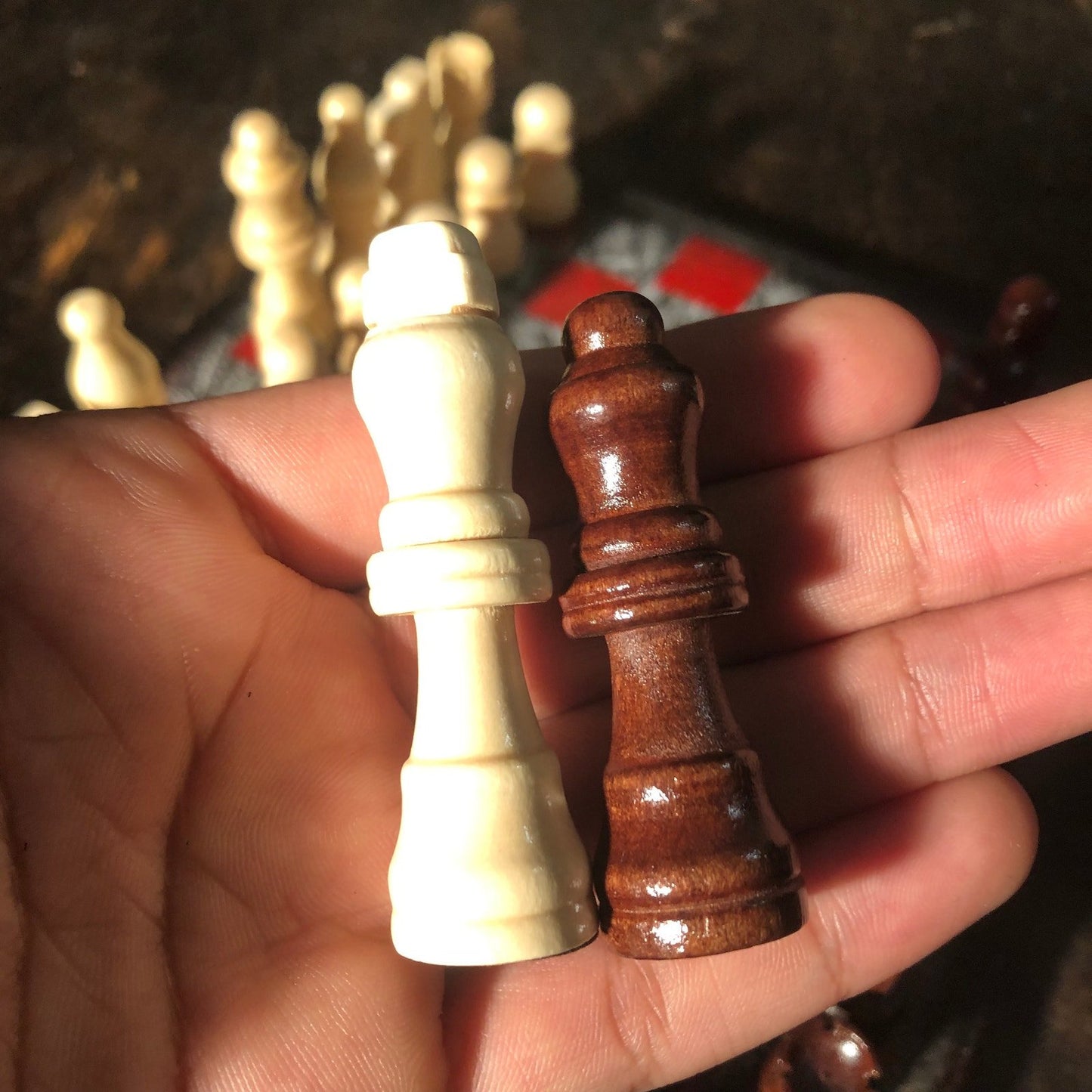 Scrapbook Chess Set - Red & Black Vintage Flower