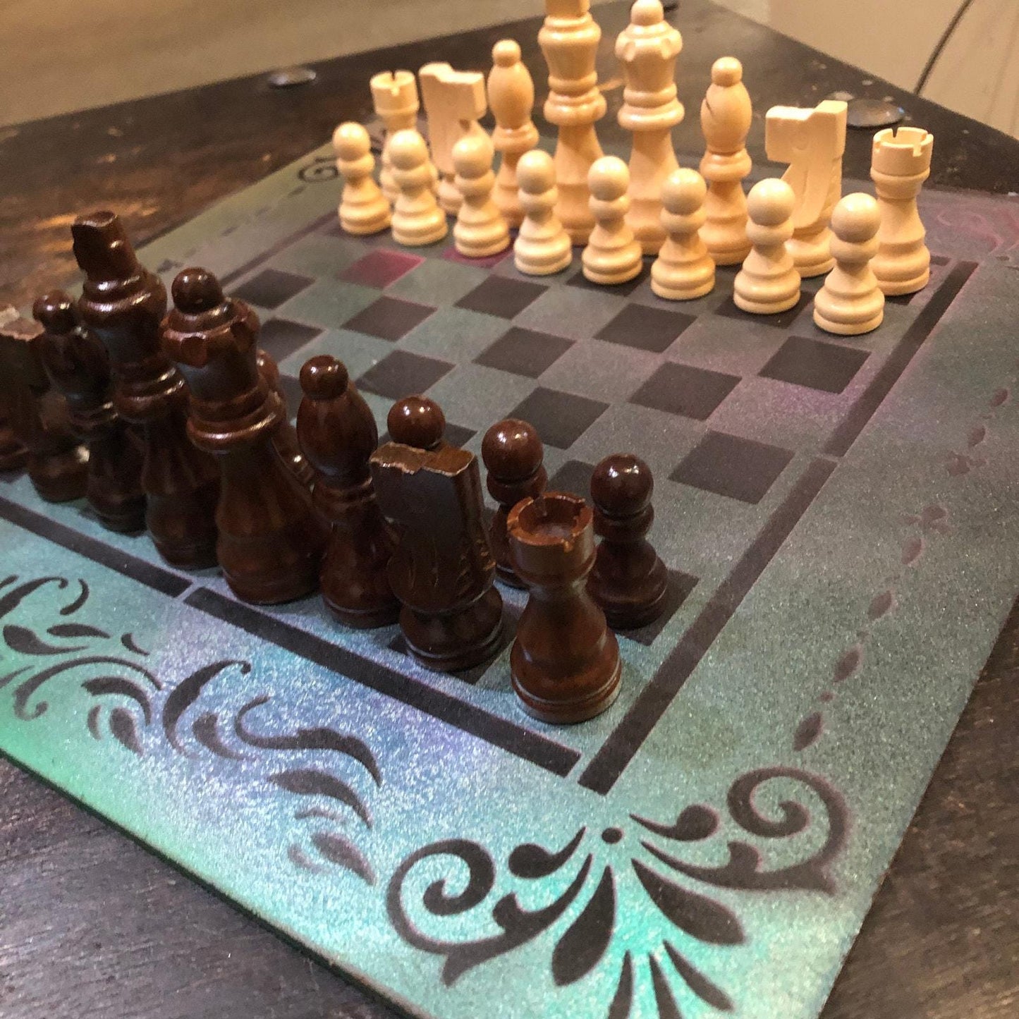 Chess Set - Metallic Purple Green