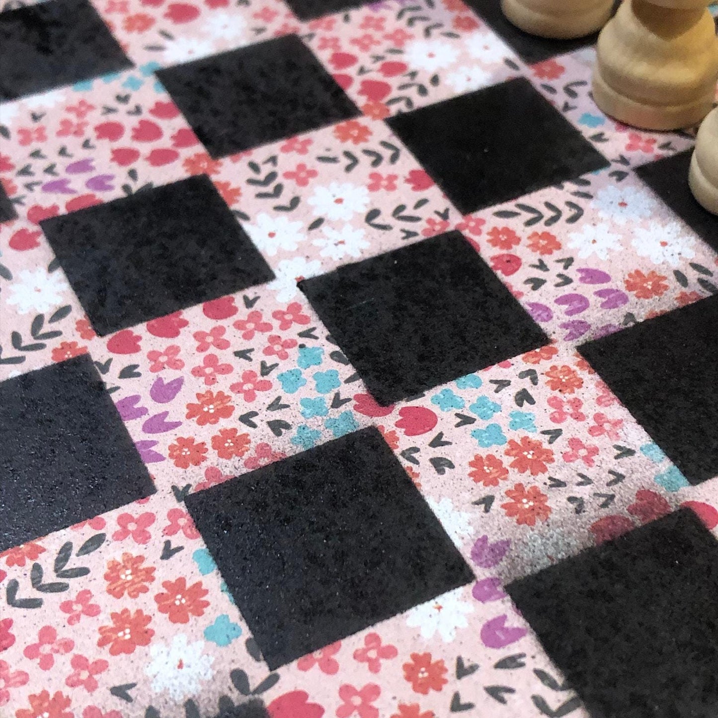 Scrapbook Chess Set - Colorful Flowers