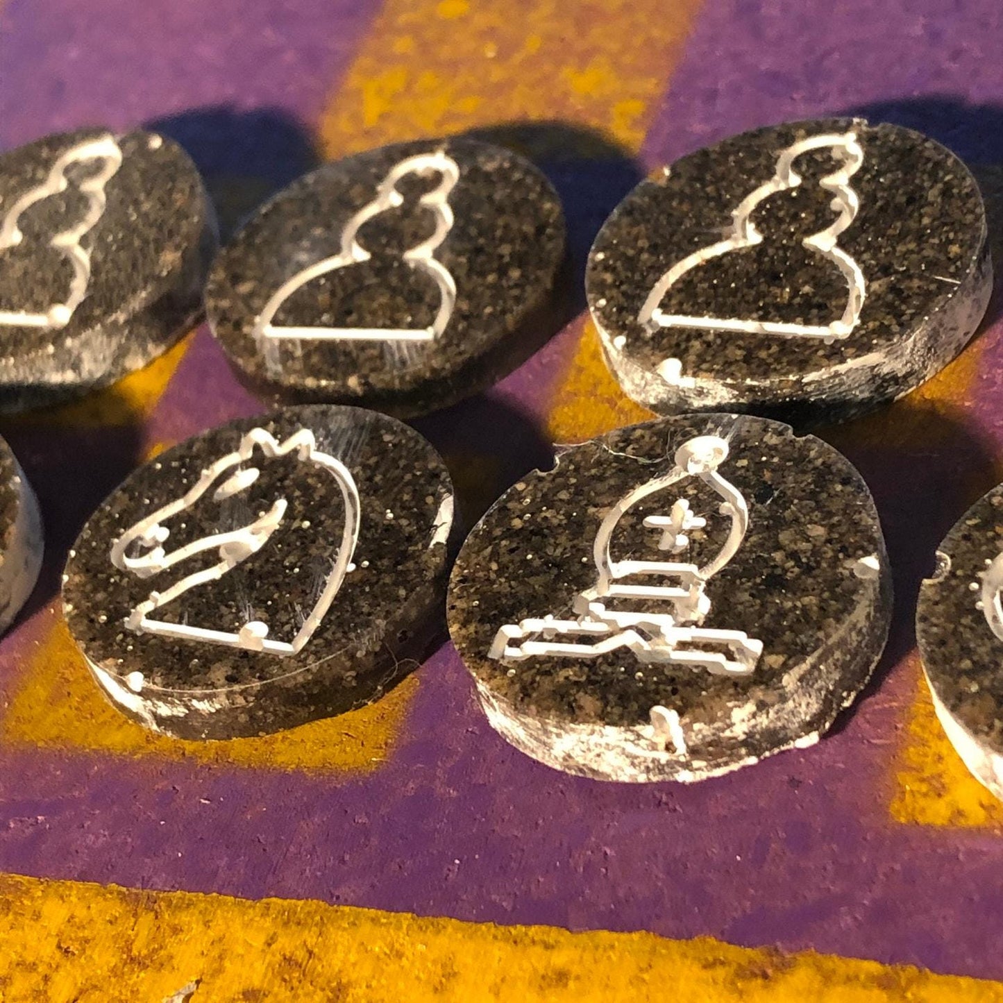 Chess Set - Yellow & Purple (Resin Pieces)