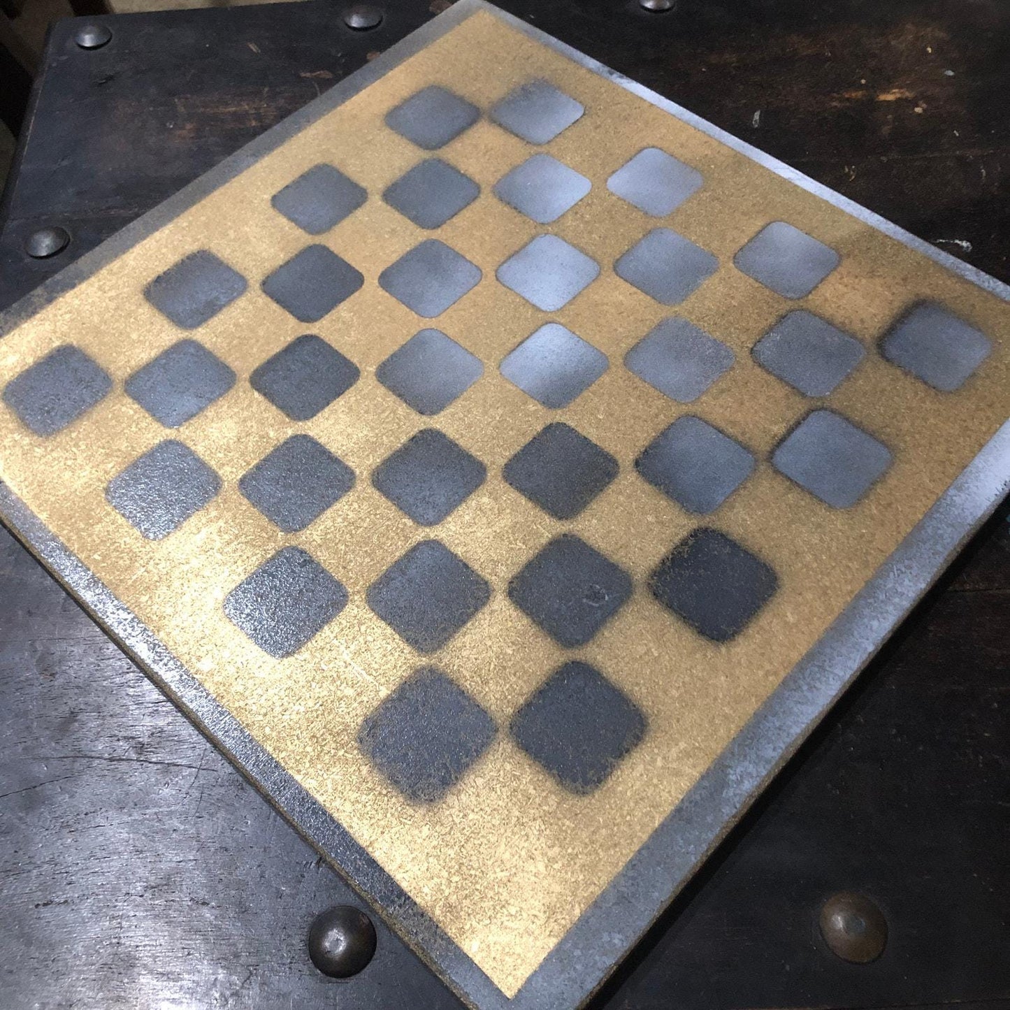 Large Painted Chess Set - Gold & Gray
