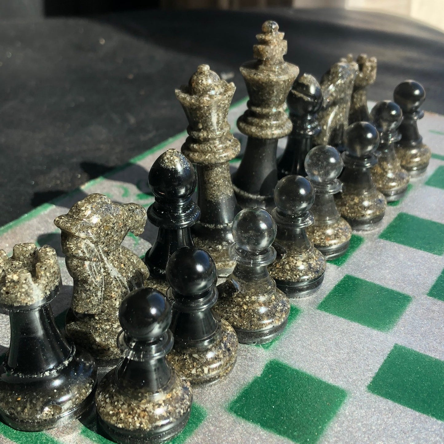 Chess Set - Green Silver