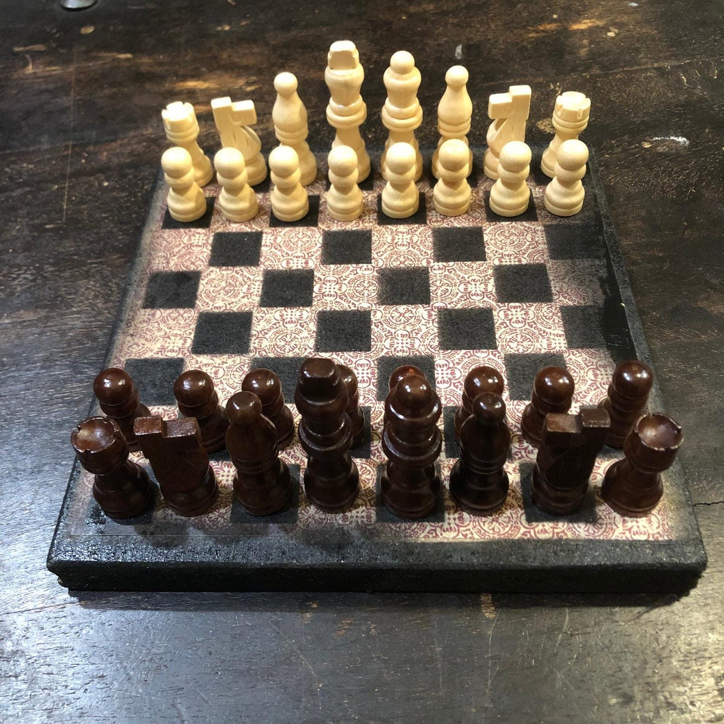 Scrapbook Chess Set - Vintage Brown