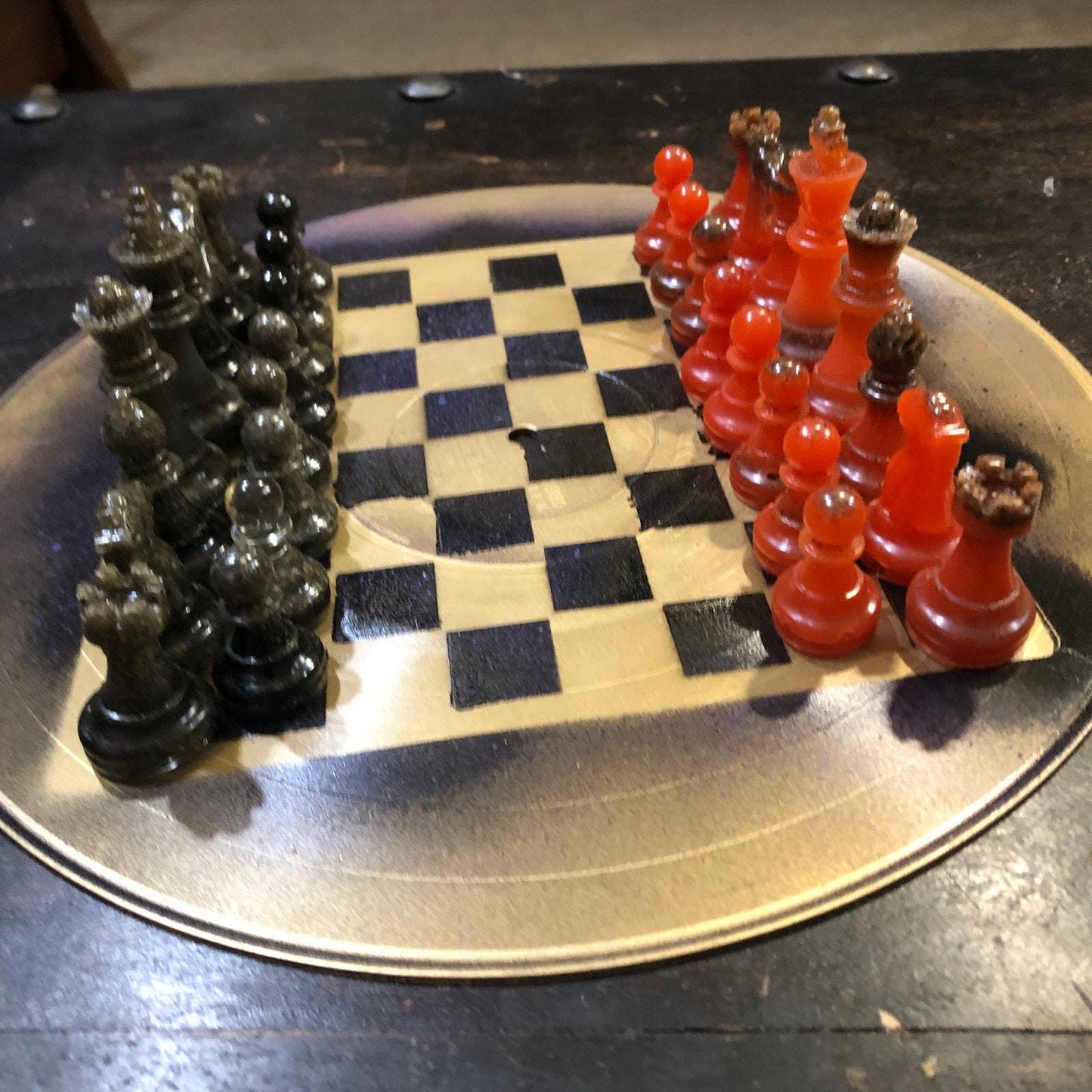 Vinyl Chess Set - Gold Fire Opal (Resin Pieces)