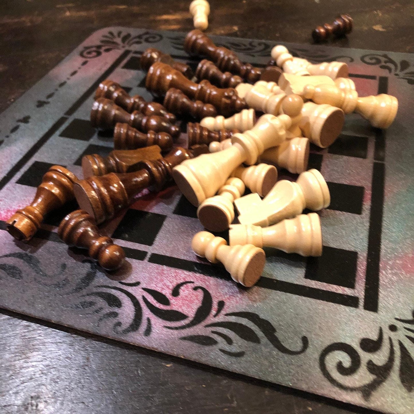 Chess Set - Red Green Galaxy