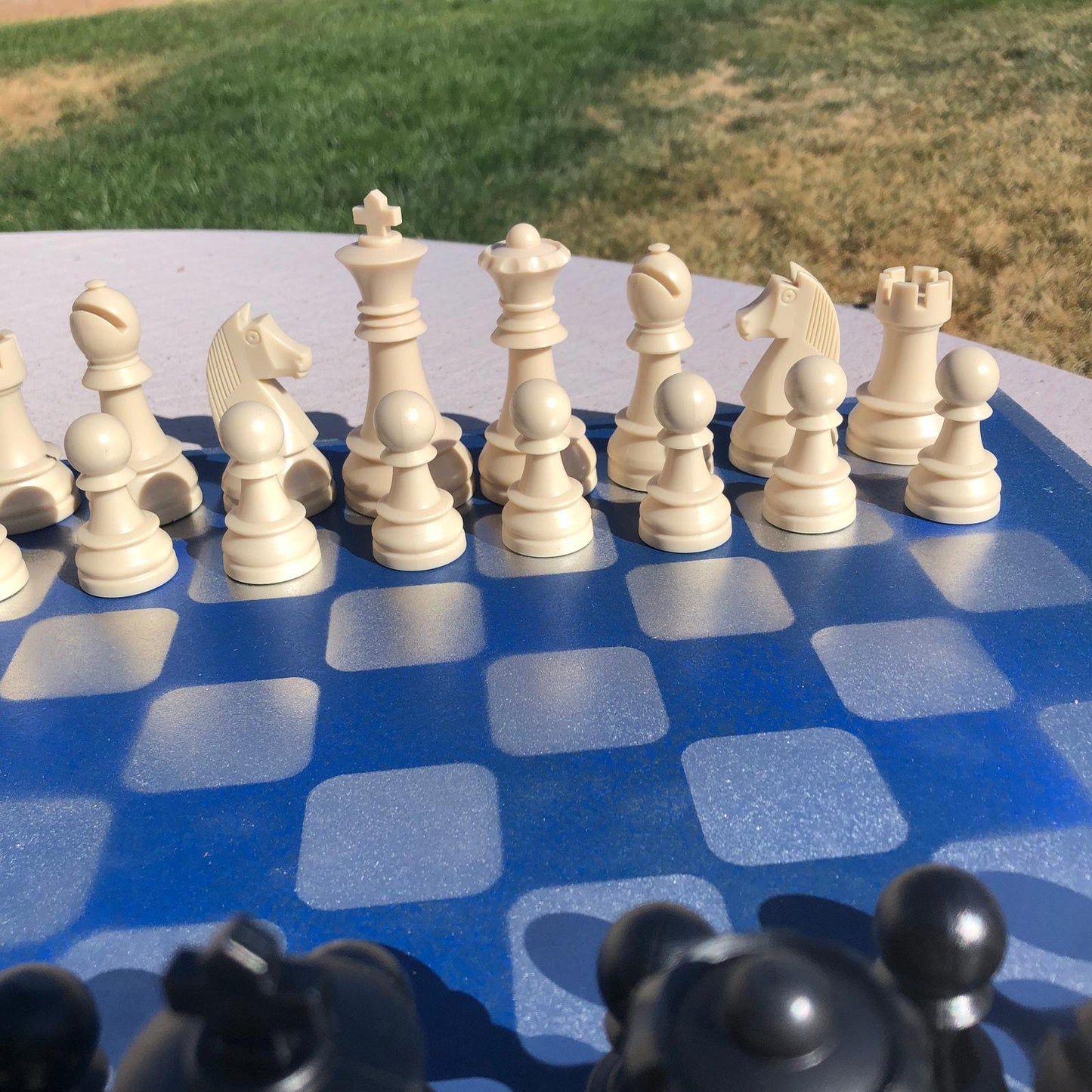 Large Chess Set - Blue Chrome