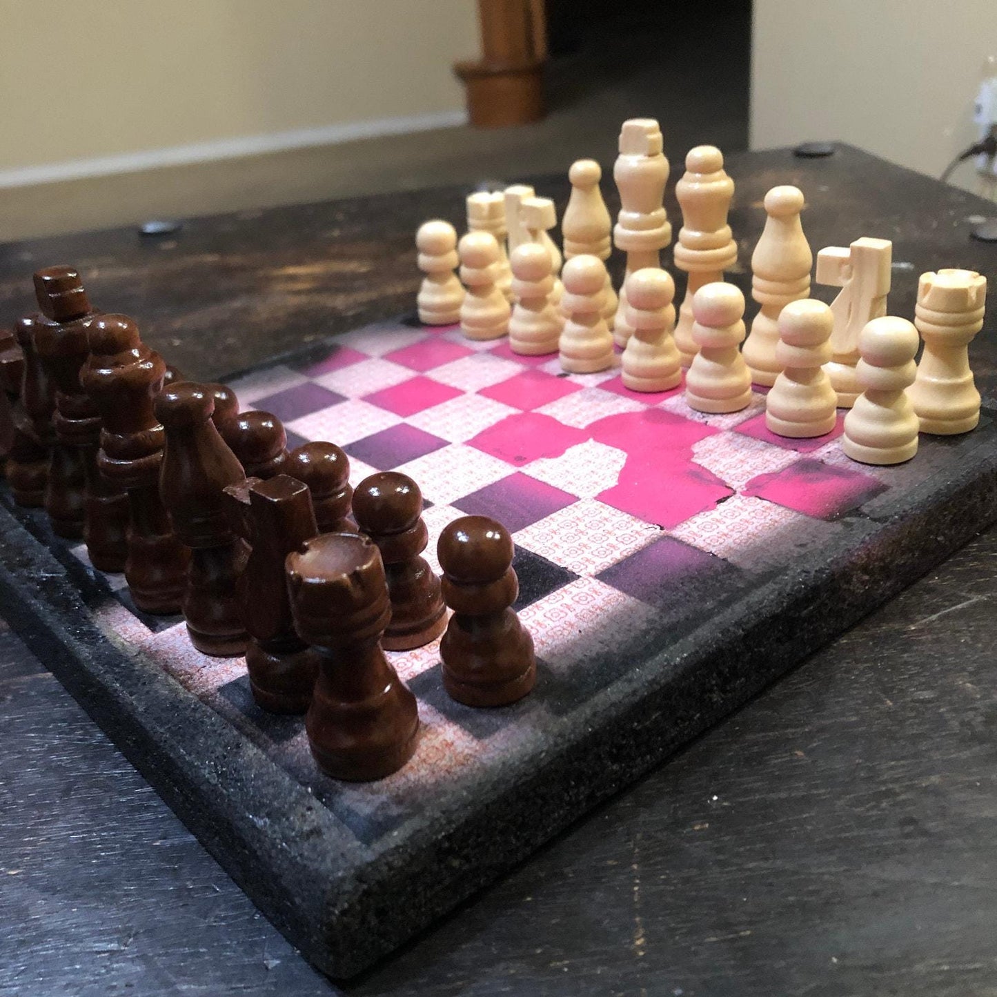 Scrapbook Chess Set - Hot Pink & Black
