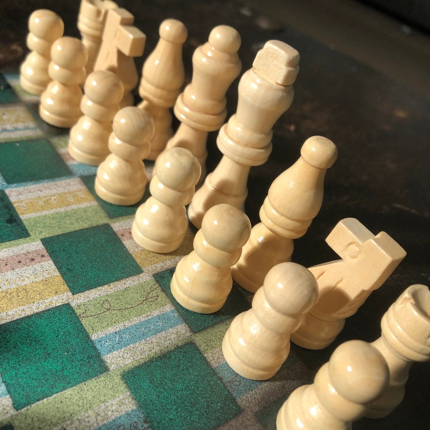 Scrapbook Chess Set - Green Vintage