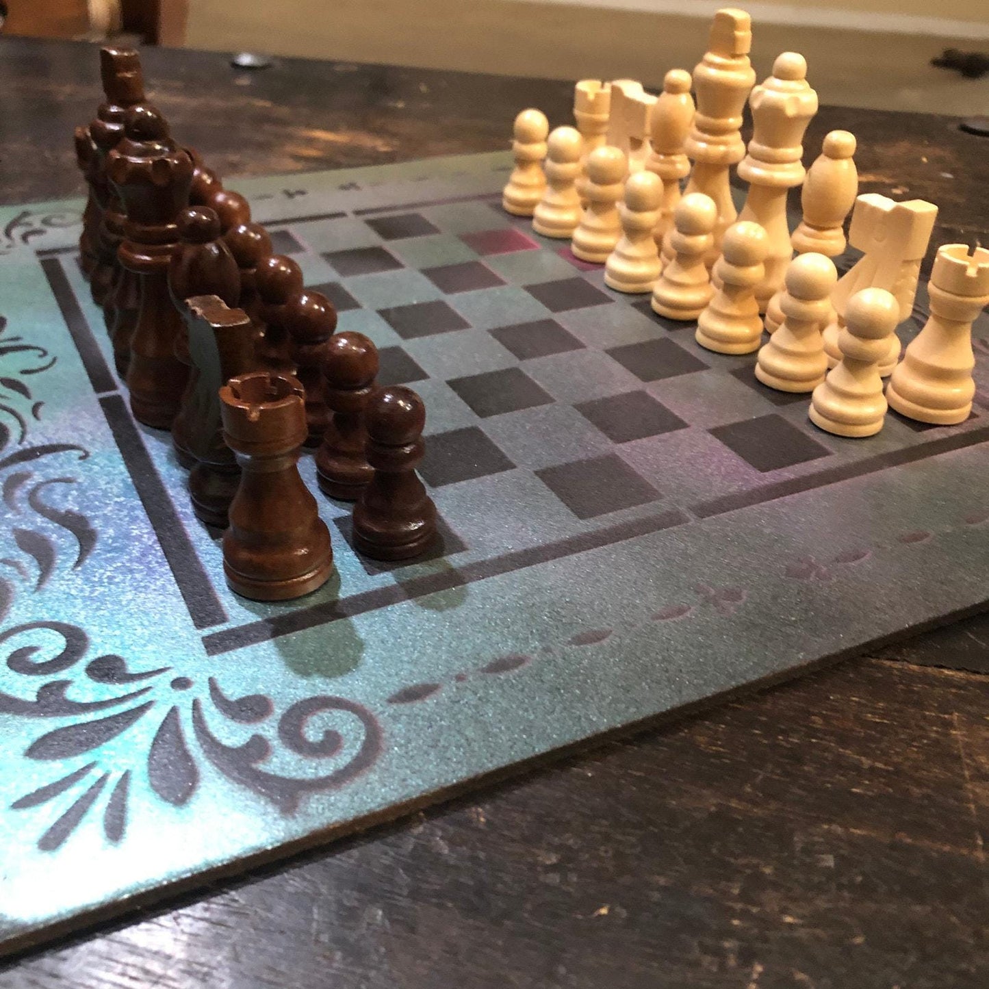 Chess Set - Metallic Purple Green