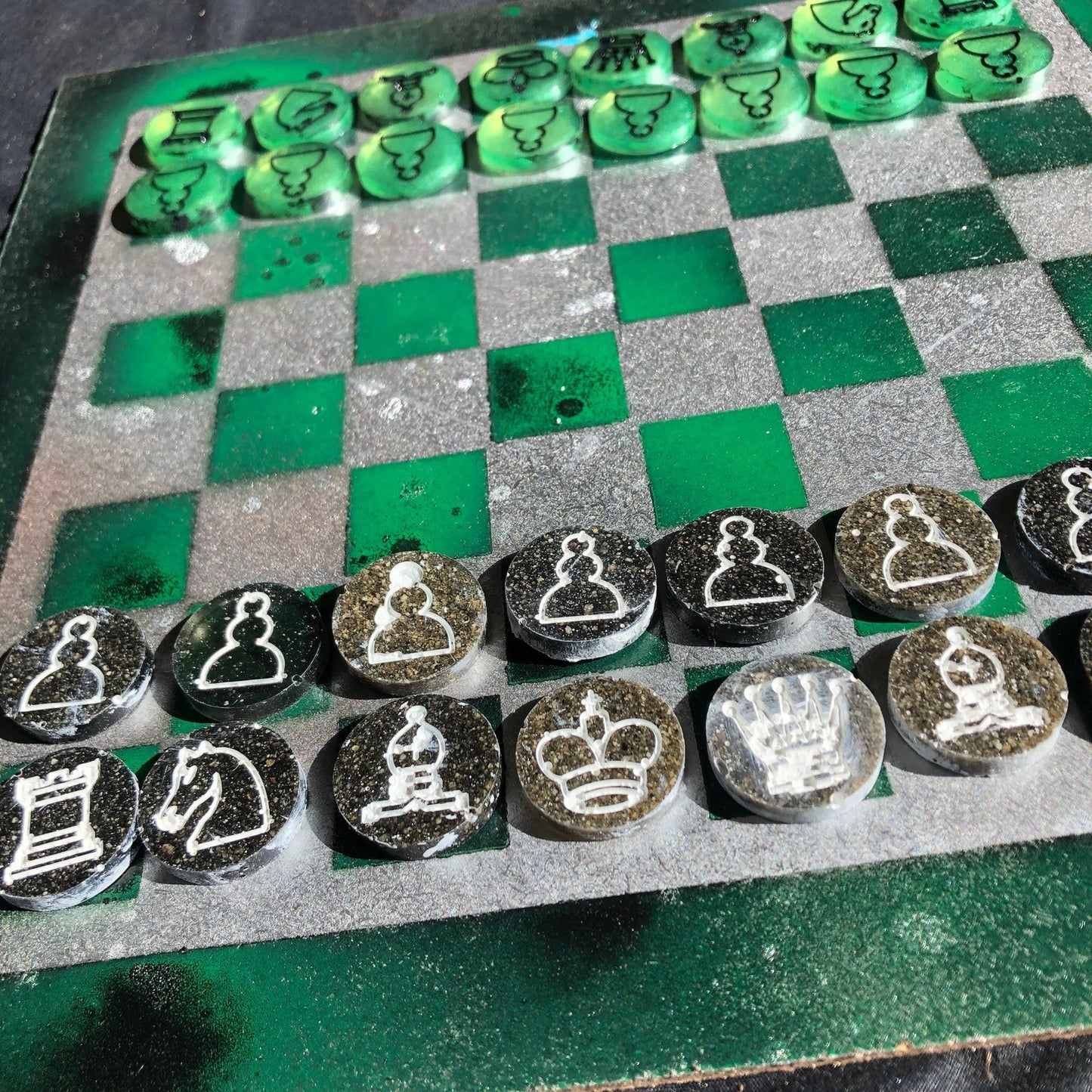Chess Set - Silver Green