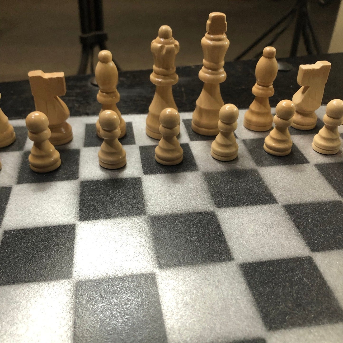 Painted Chess Set - Silver & Black