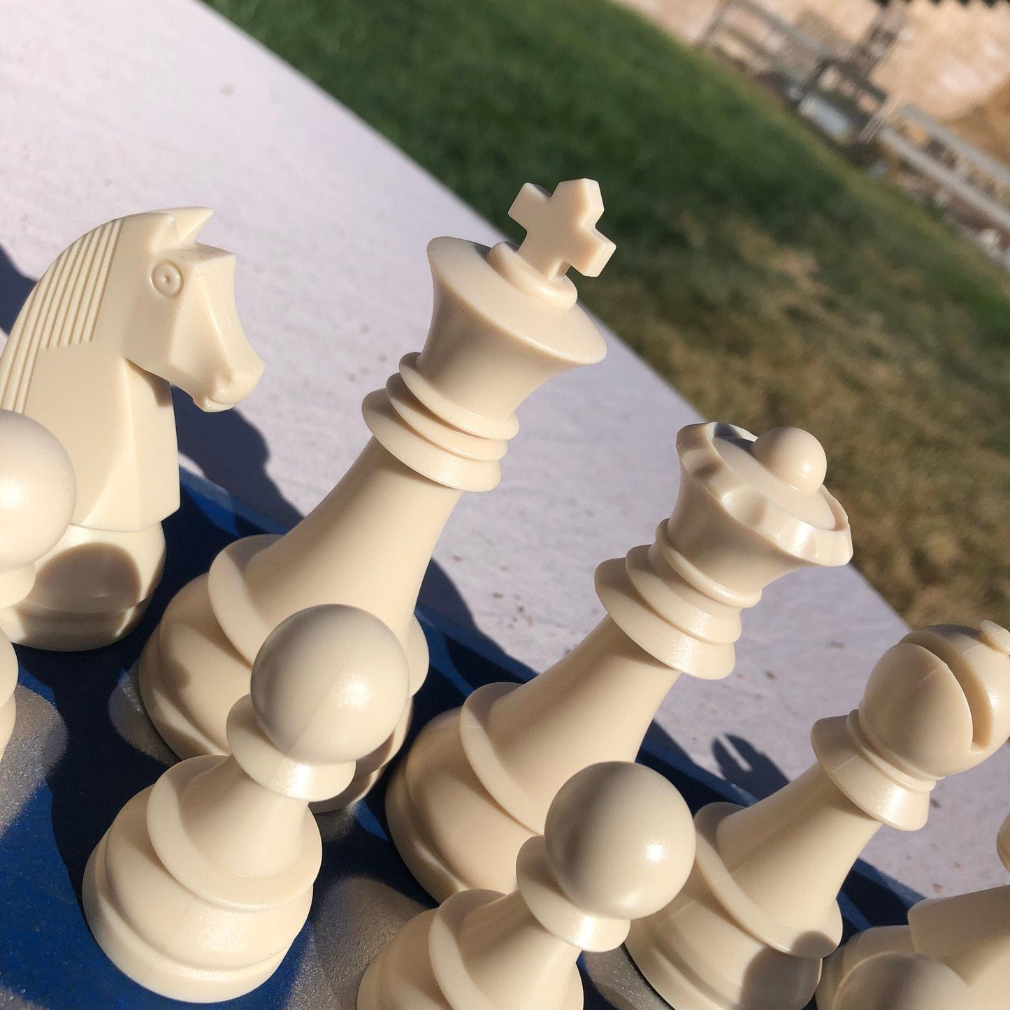 Large Chess Set - Blue Chrome