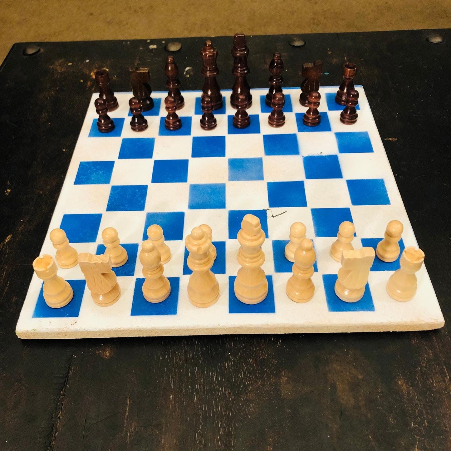 Chess Set - Simple White & Blue