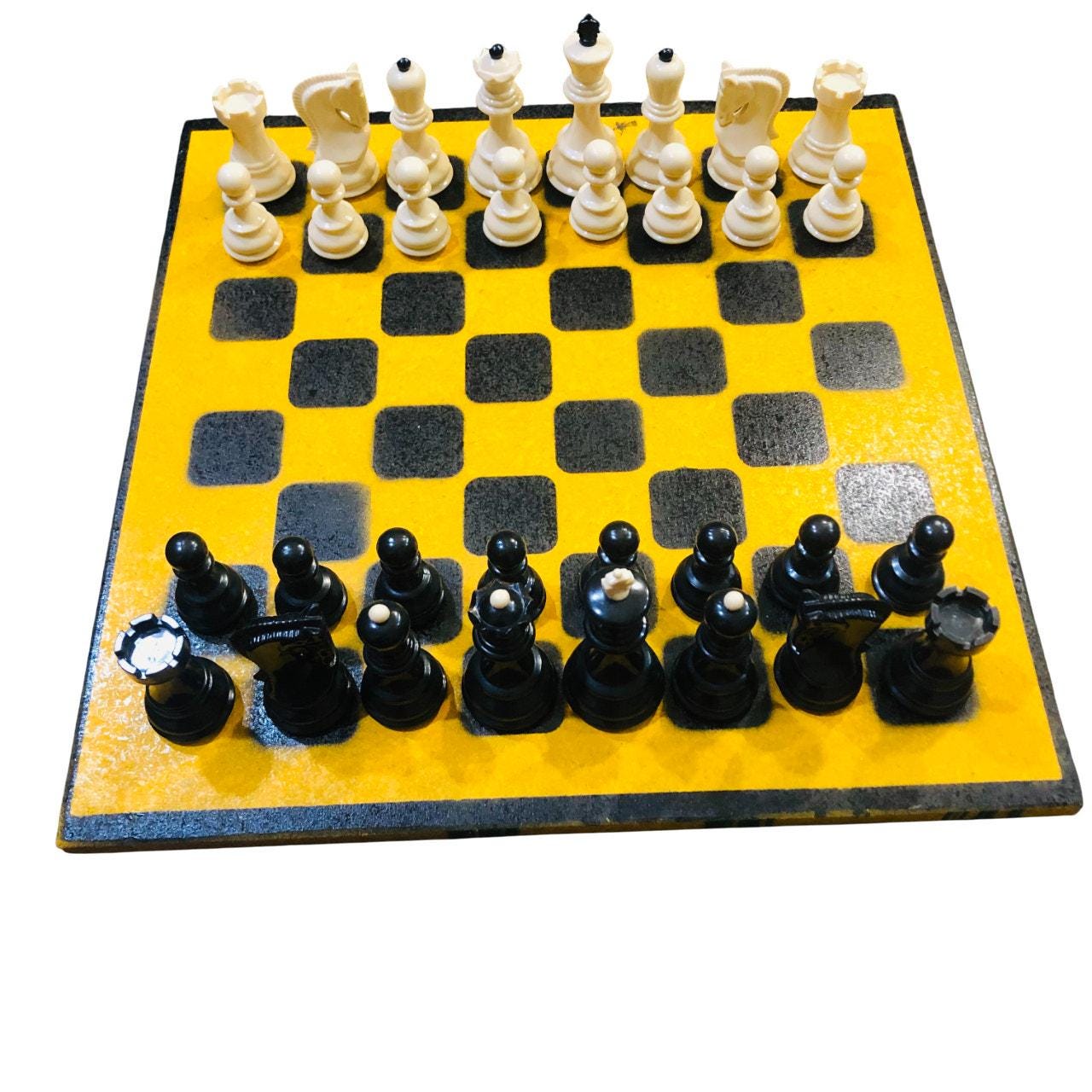 Large Chess Set - Yellow & Black