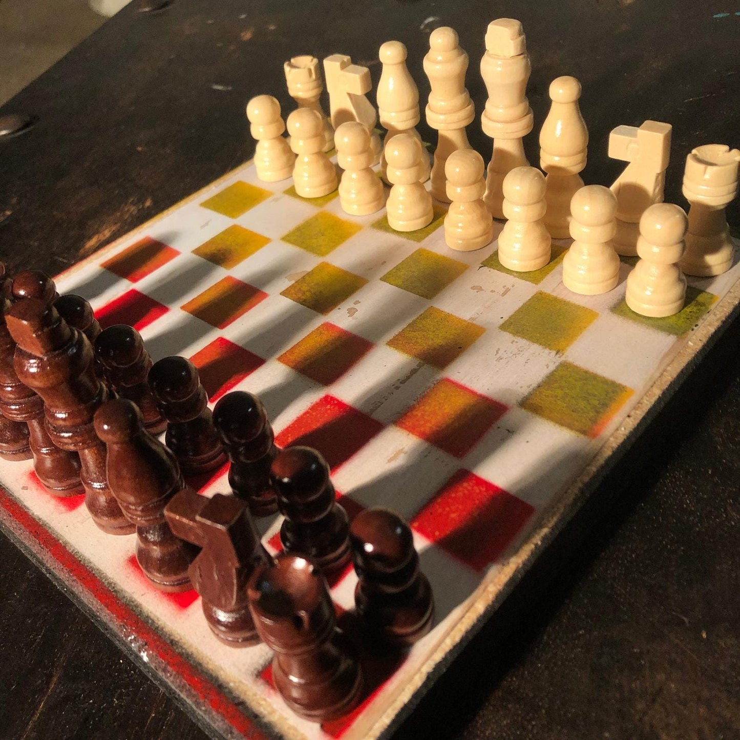 Scrapbook Chess Set - Red & Yellow