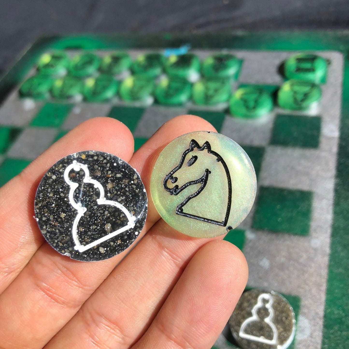 Chess Set - Silver Green