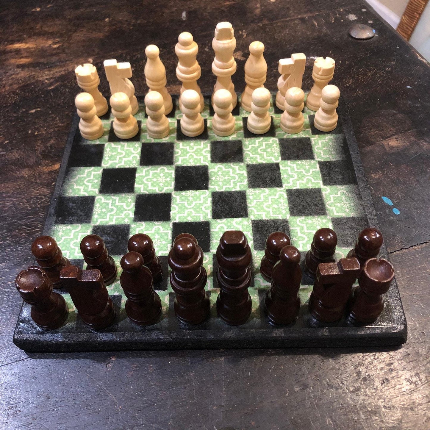 Scrapbook Chess Set - Green Pattern