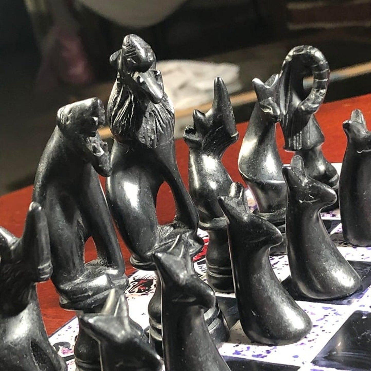 African Vintage Chess Set - Marble Styled Chess Board