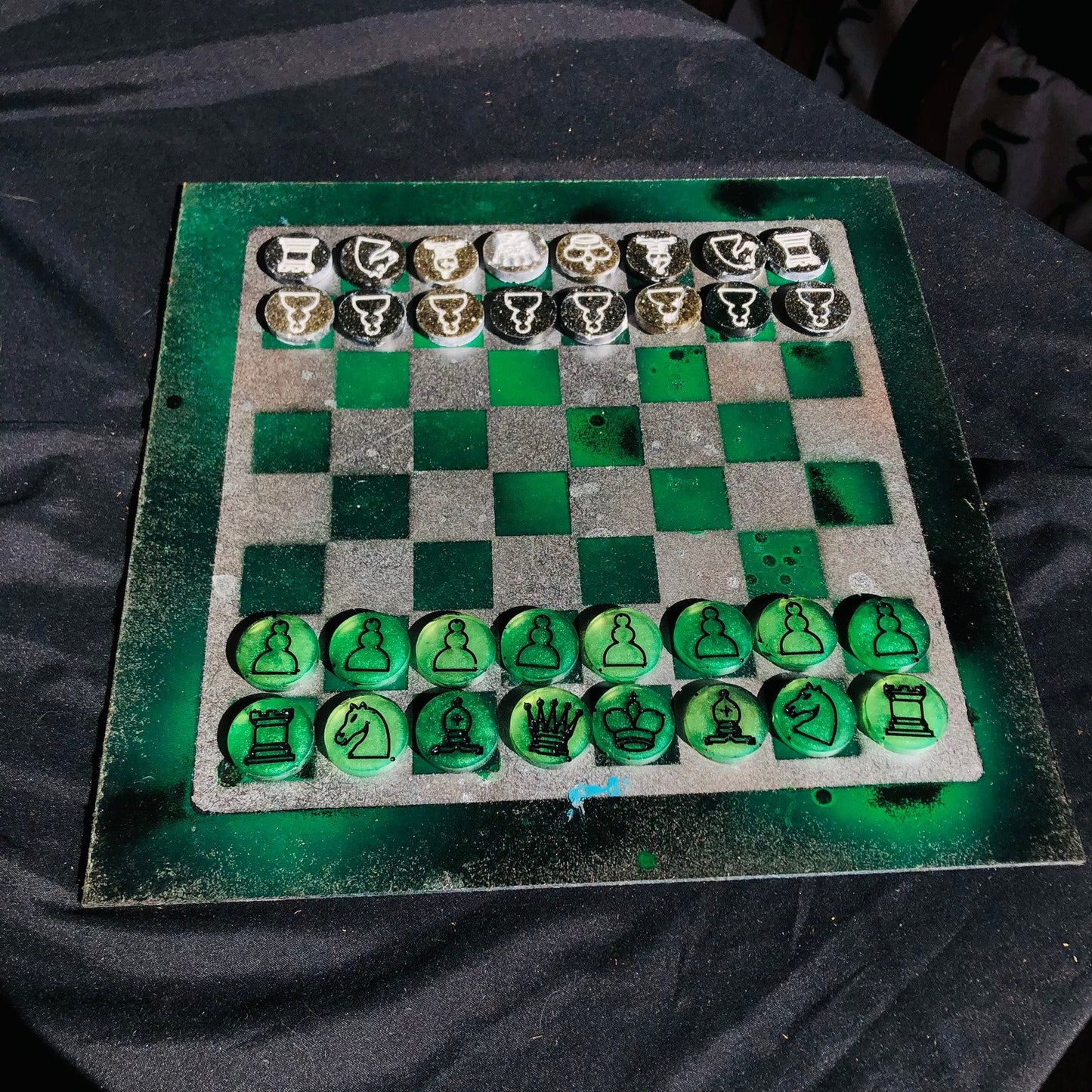 Chess Set - Silver Green