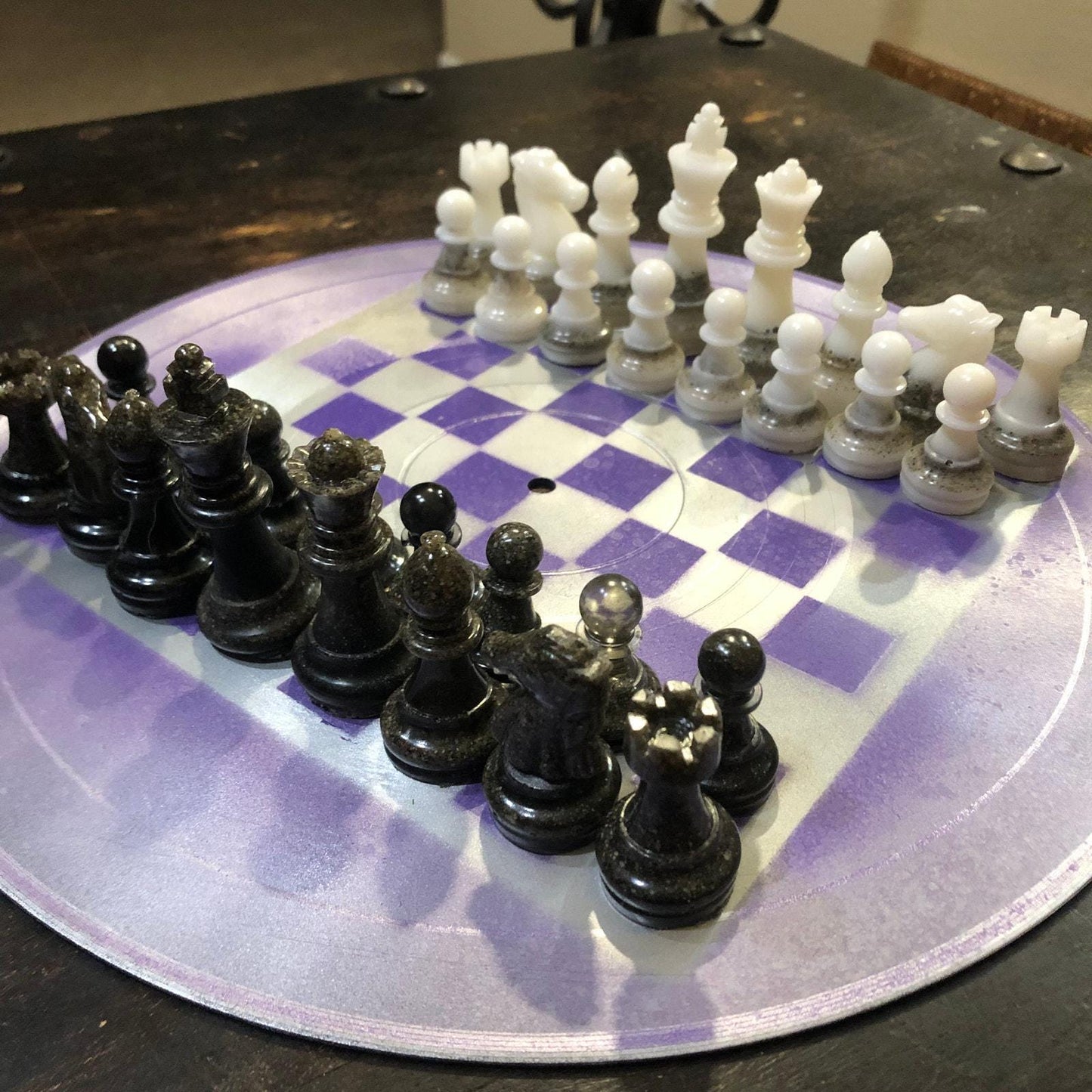 Vinyl Chess Set -Purple Chrome (Resin Pieces)