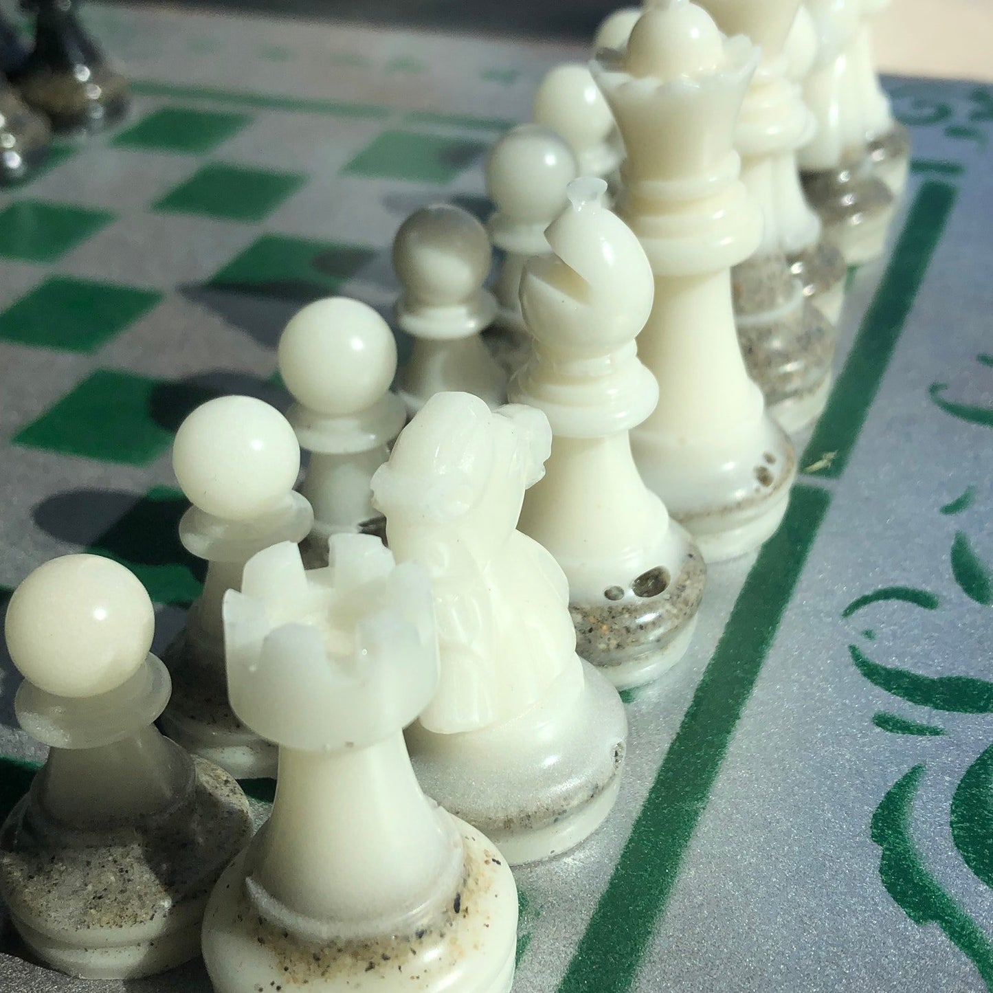 Chess Set - Green Silver
