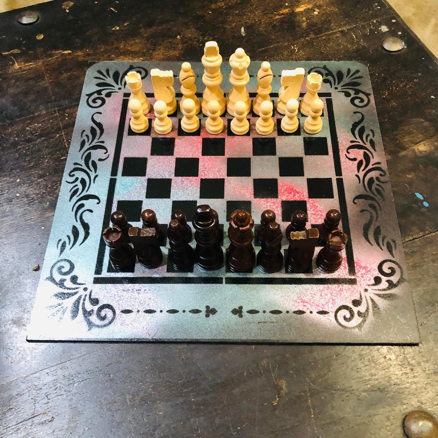 Chess Set - Red Green Galaxy