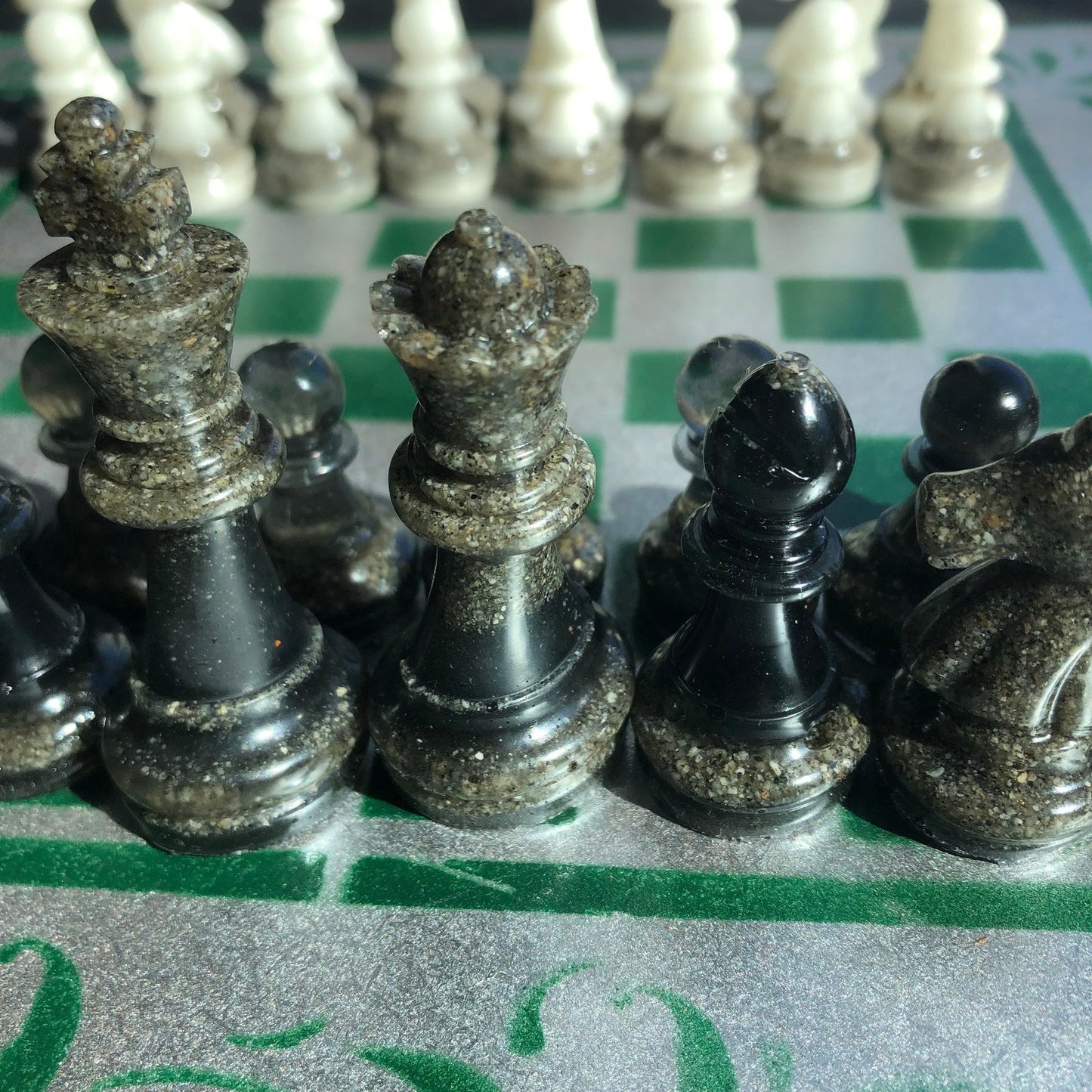 Chess Set - Green Silver