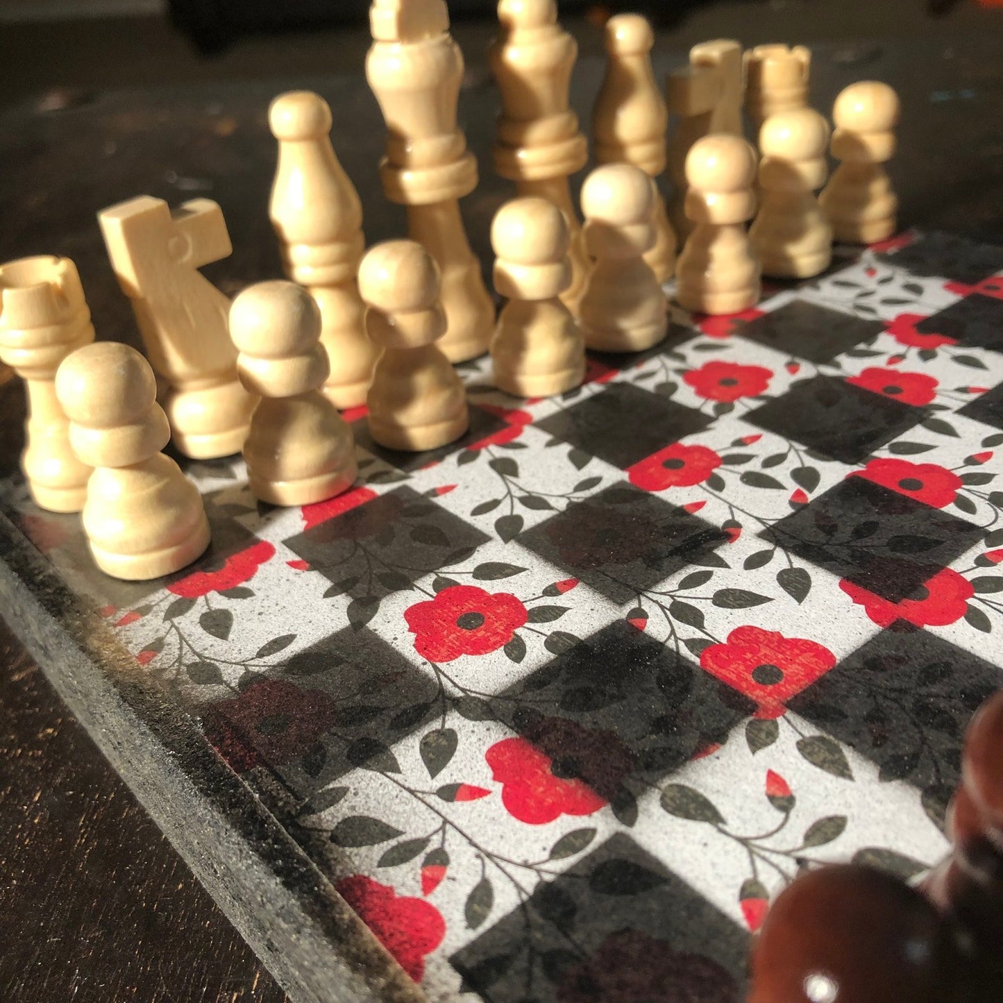 Scrapbook Chess Set - Red Rose