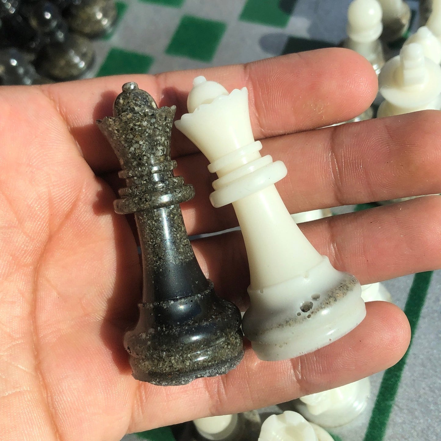 Chess Set - Green Silver