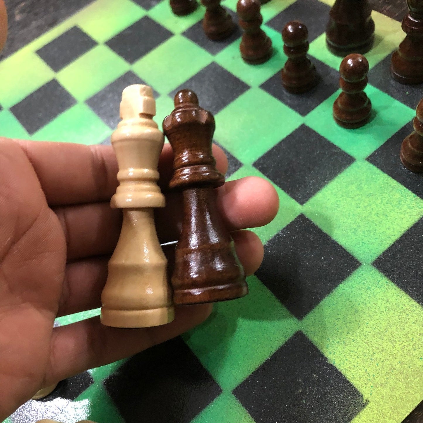 Painted Chess Set - Lemon Green
