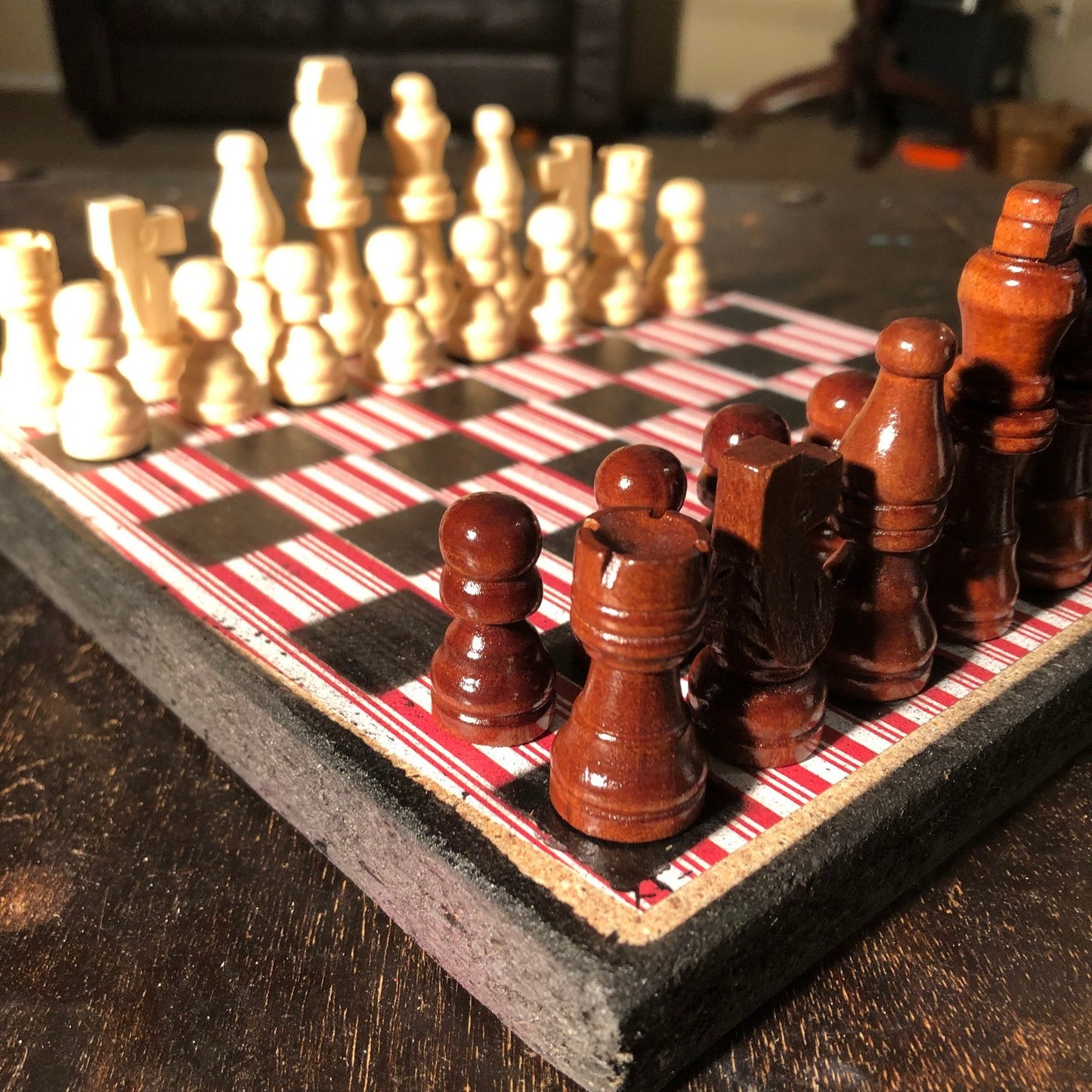 Scrapbook Chess Set - Red & White Lines