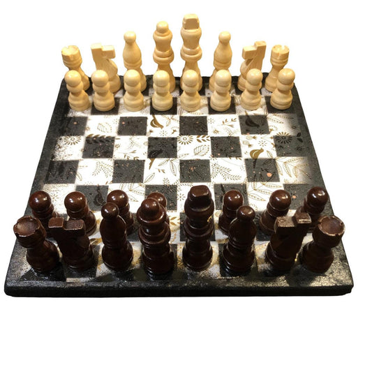 Scrapbook Chess Set - Gold Foil White