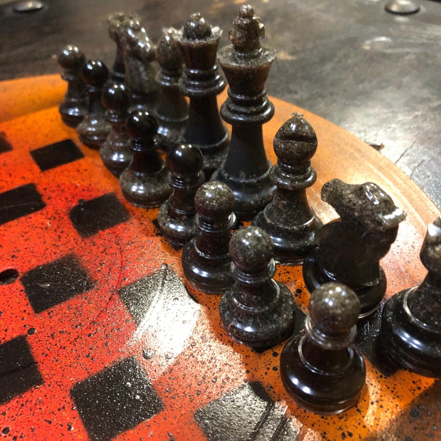 Vinyl Chess Set - Lava Orange (Resin Pieces)