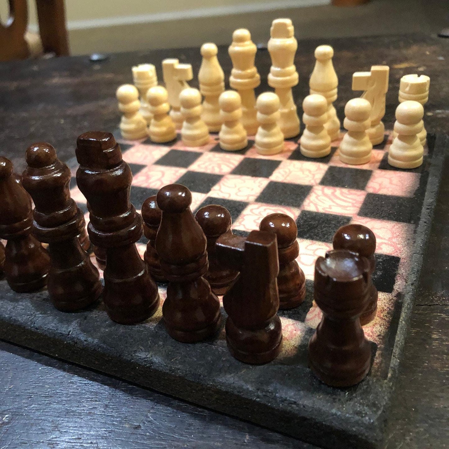 Scrapbook Chess Set - Sunset Orange Flower