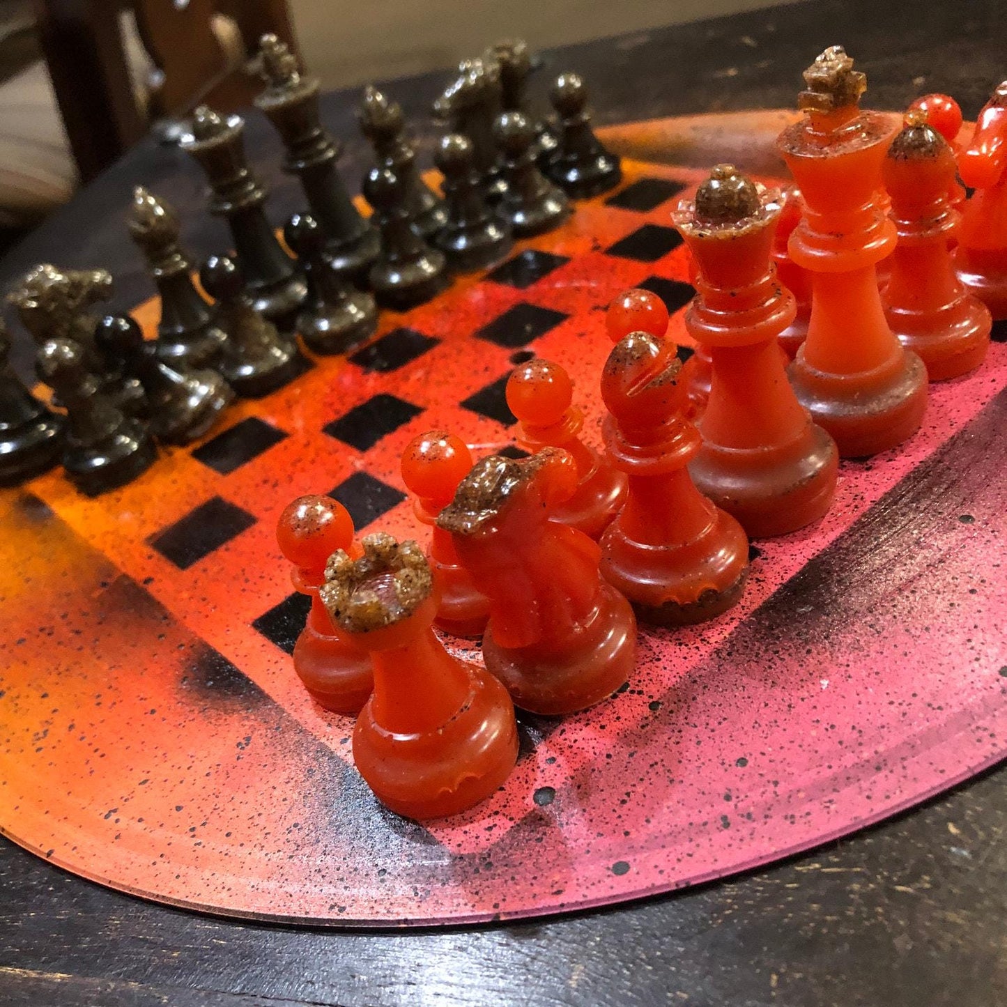 Vinyl Chess Set - Lava Orange (Resin Pieces)