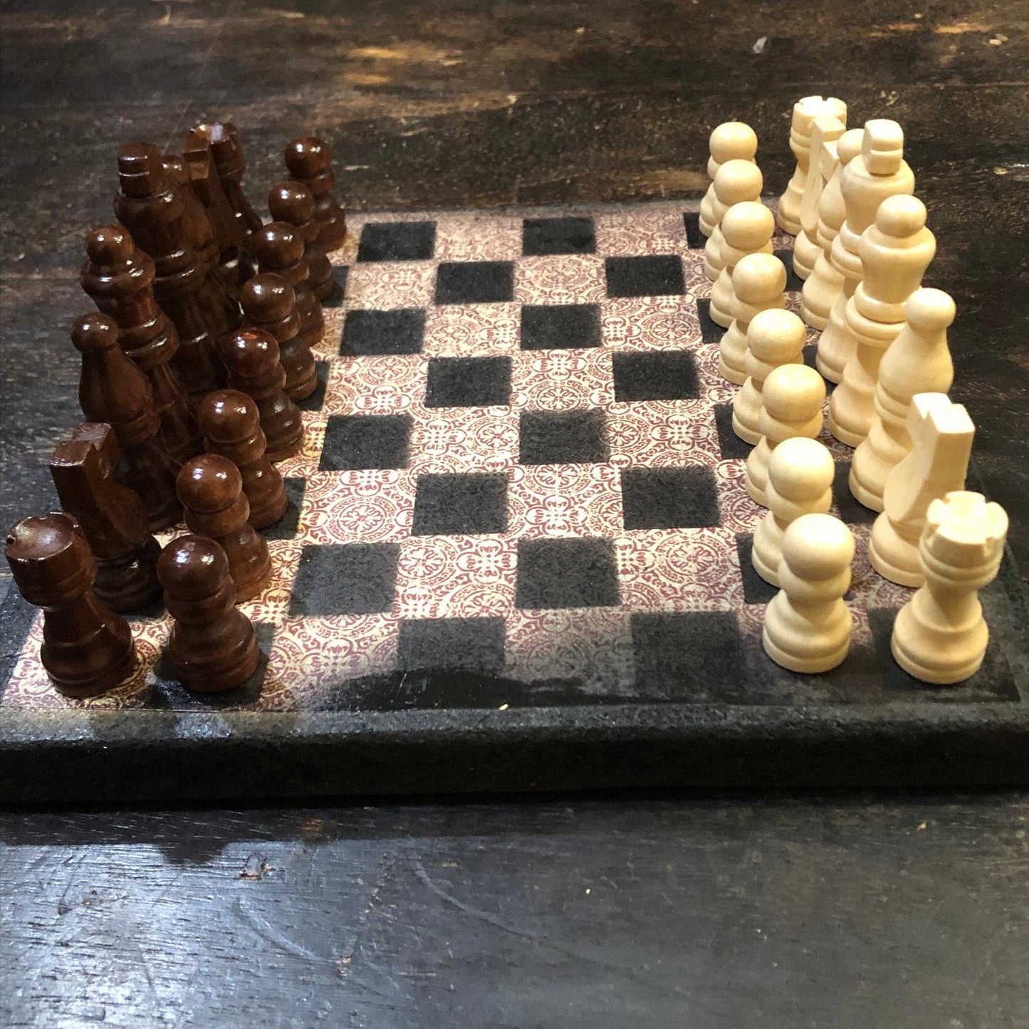 Scrapbook Chess Set - Vintage Brown