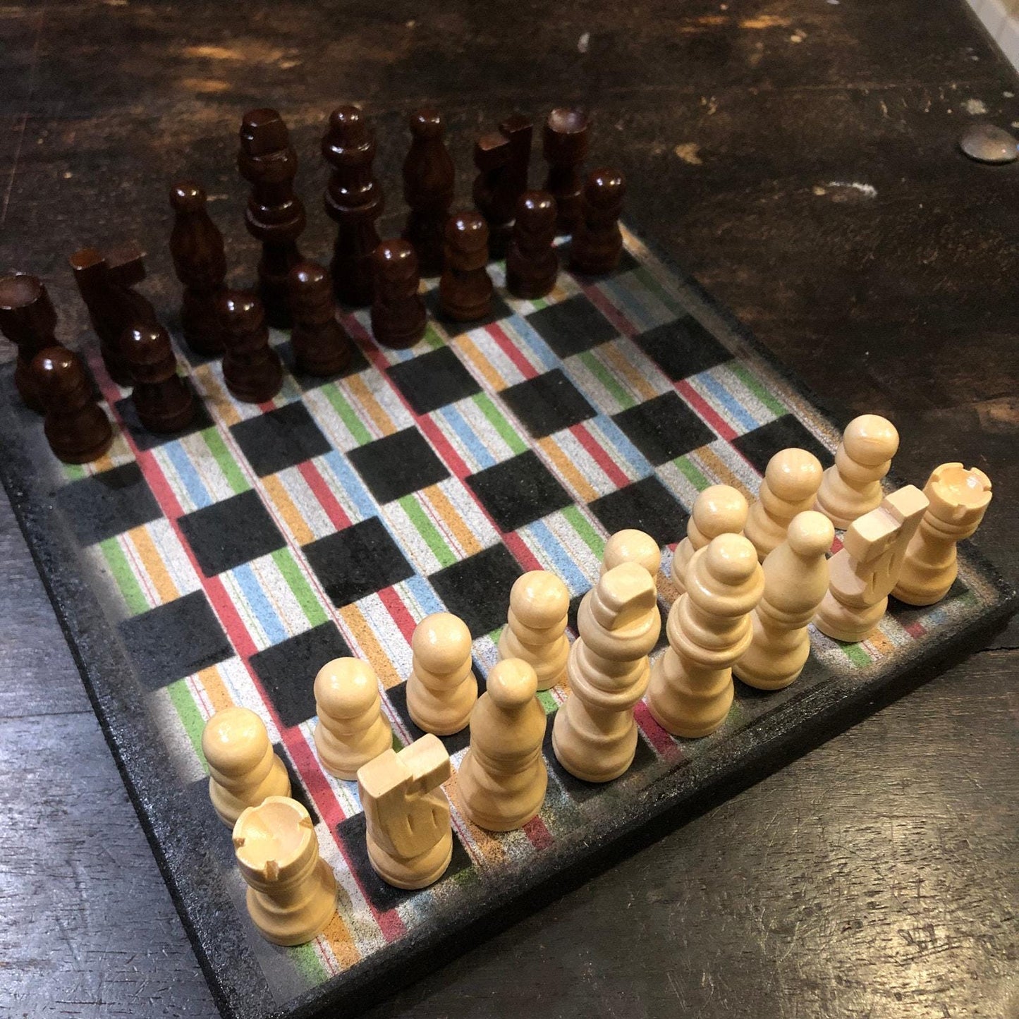 Scrapbook Chess Set - Colorful Lines