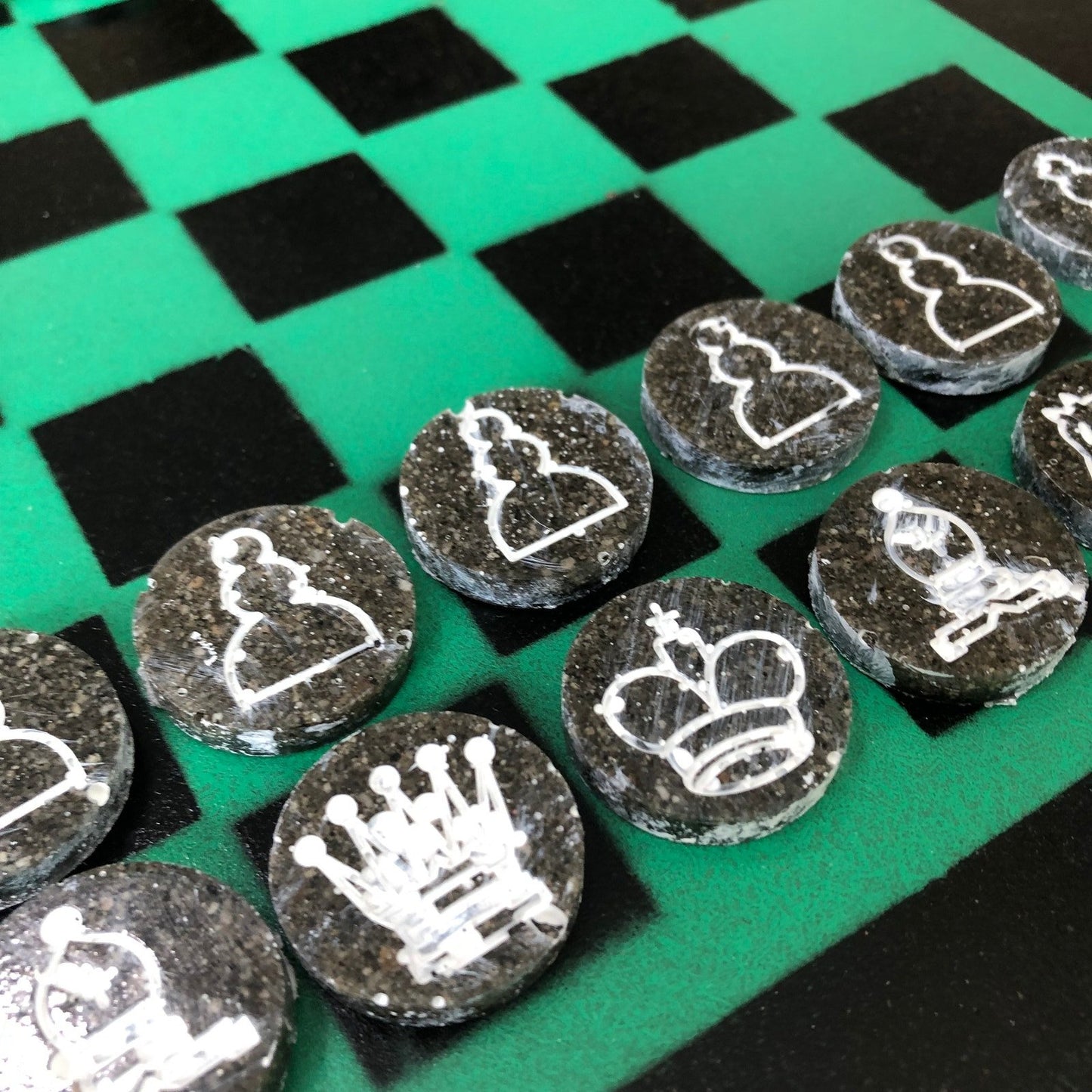 Painted Chess Set - Speed Green (Resin Pieces)